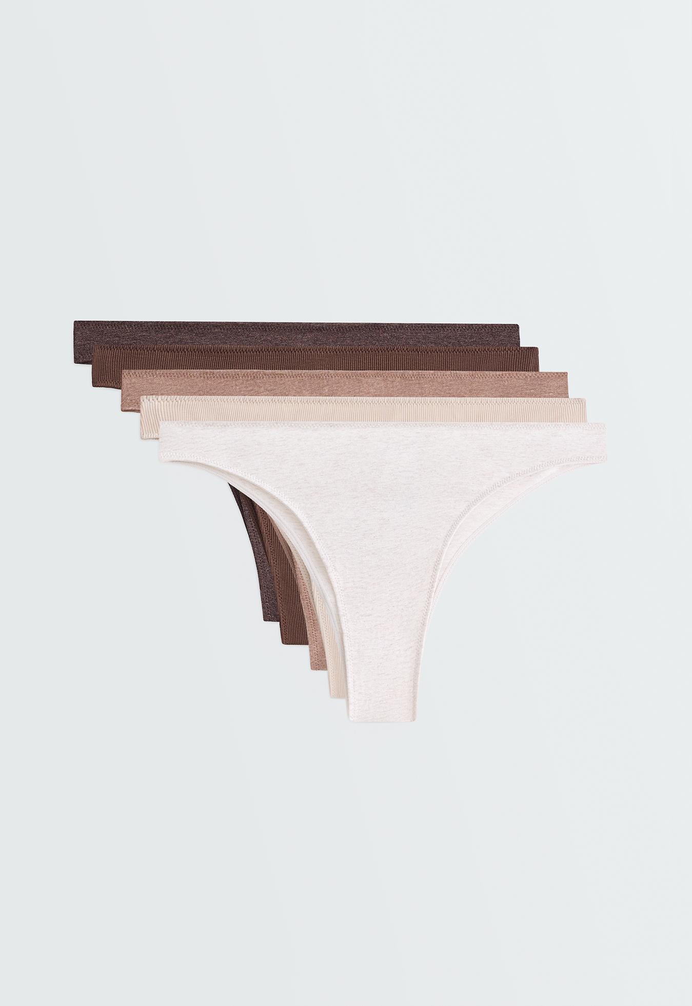 5 rib cotton blend Brazilian briefs — CHOCOLATE      