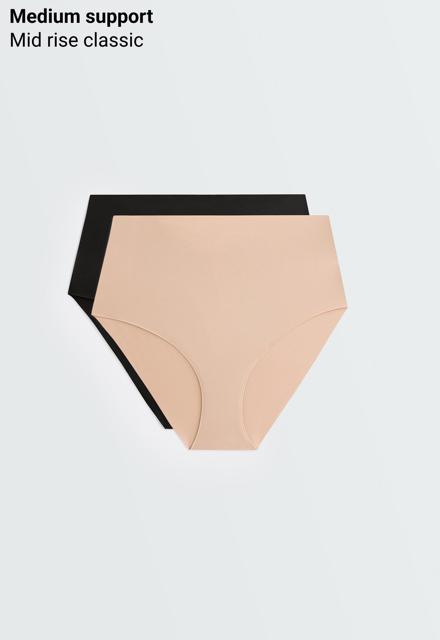 2 invisible polyamide blend medium-support high-rise briefs
