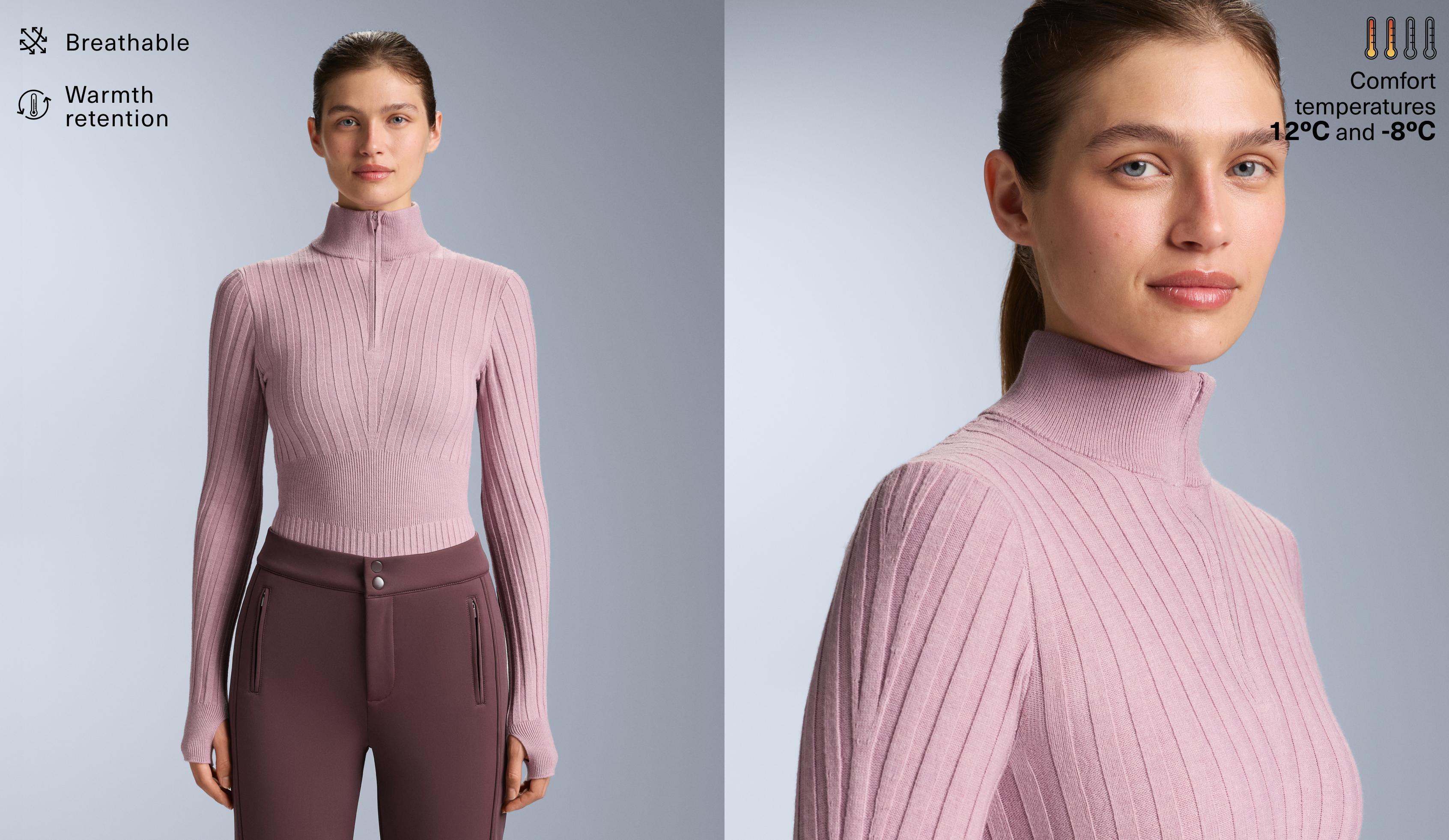 Thermal base layer rib knit T-shirt with peak Thermal base layer rib knit T-shirt with peak