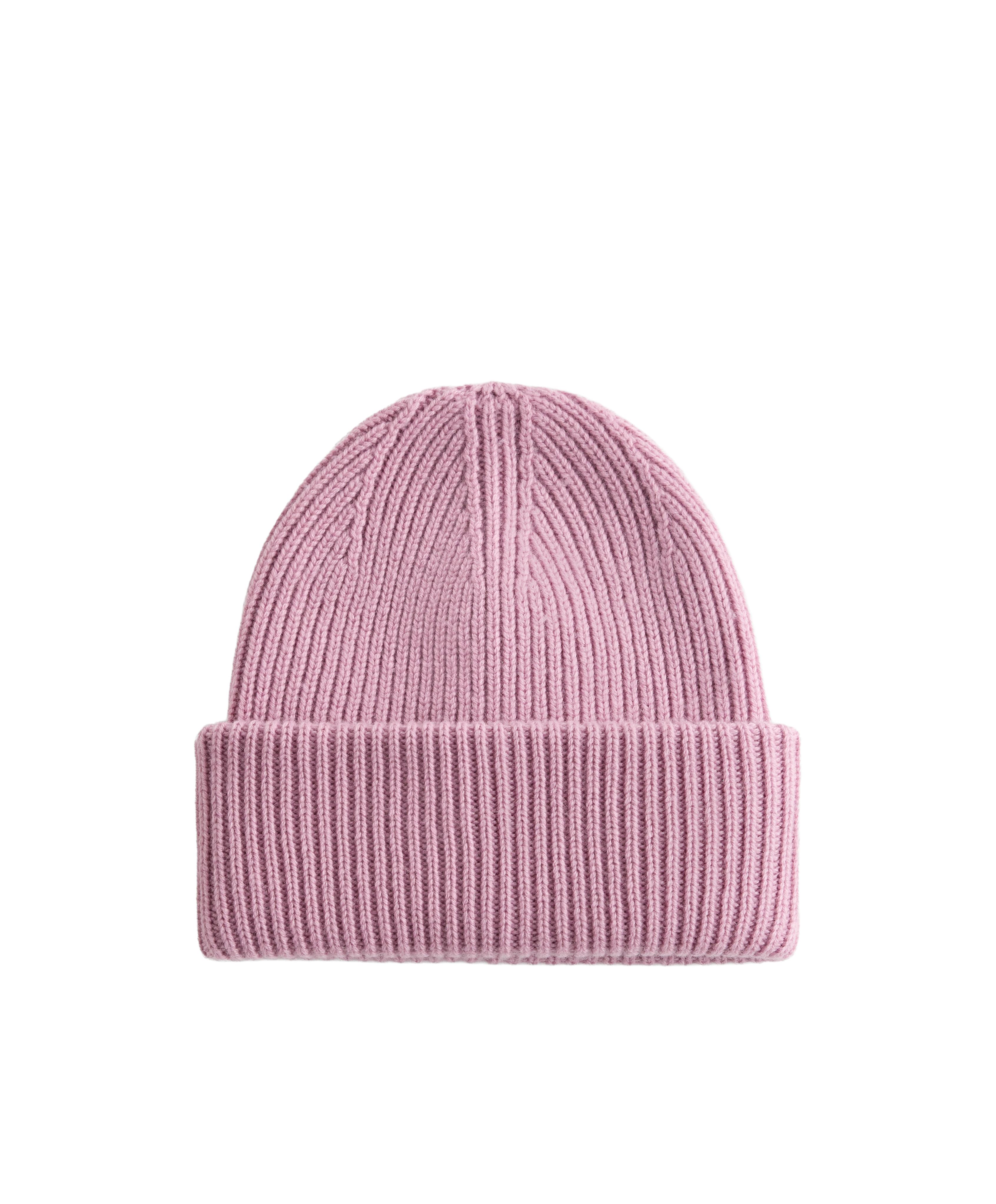 Wool blend knit pompom hat — MID DUSTY PINK