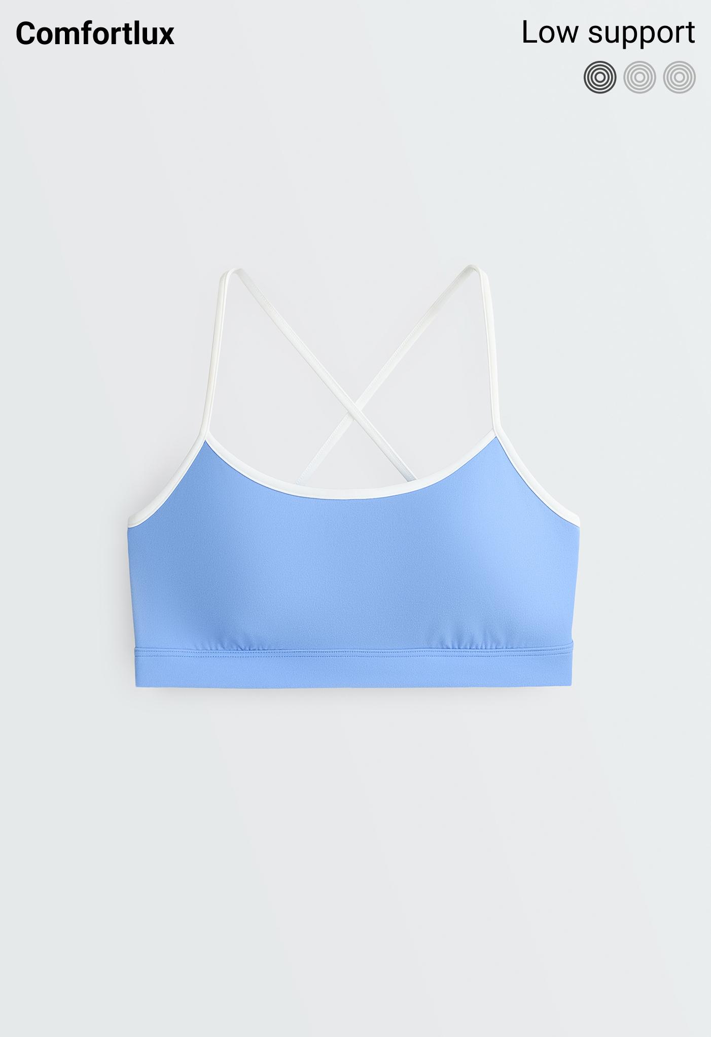 Low-support Comfortlux sports bra with piping — PALE LAVENDER BLUE