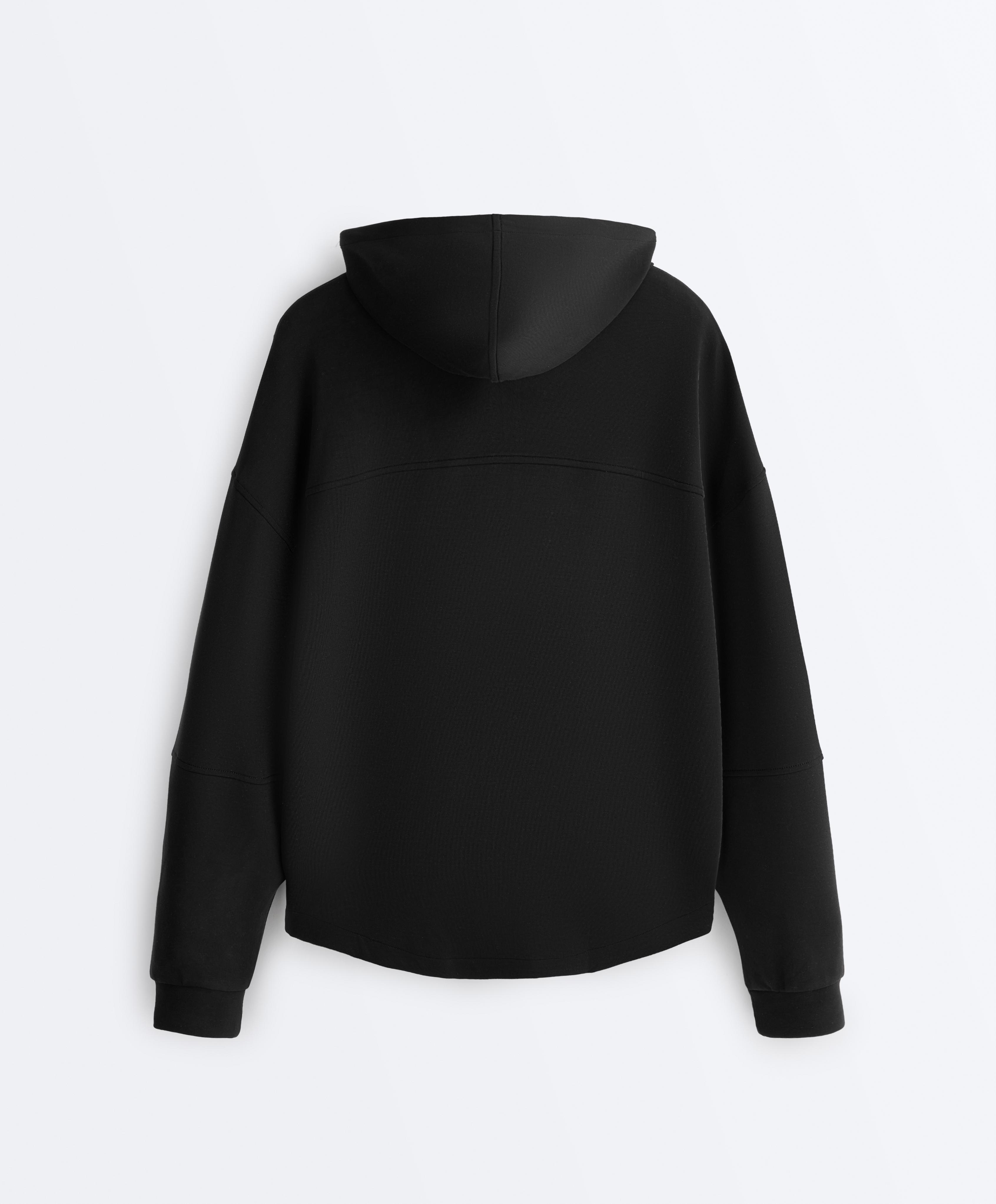 Soft-touch hooded jacket with modal — BLACK