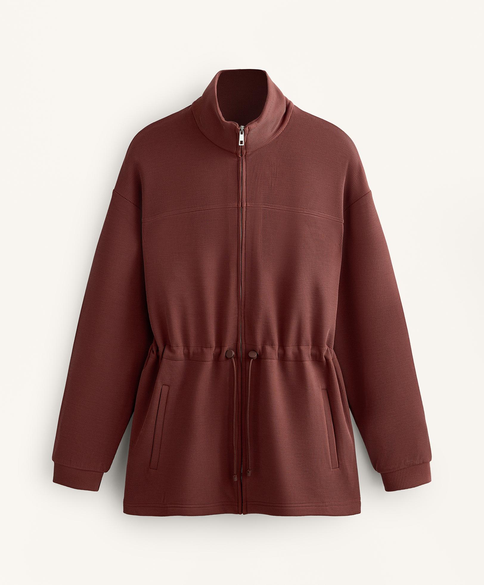 Long jacket with adjustable waist — MAHOGANY