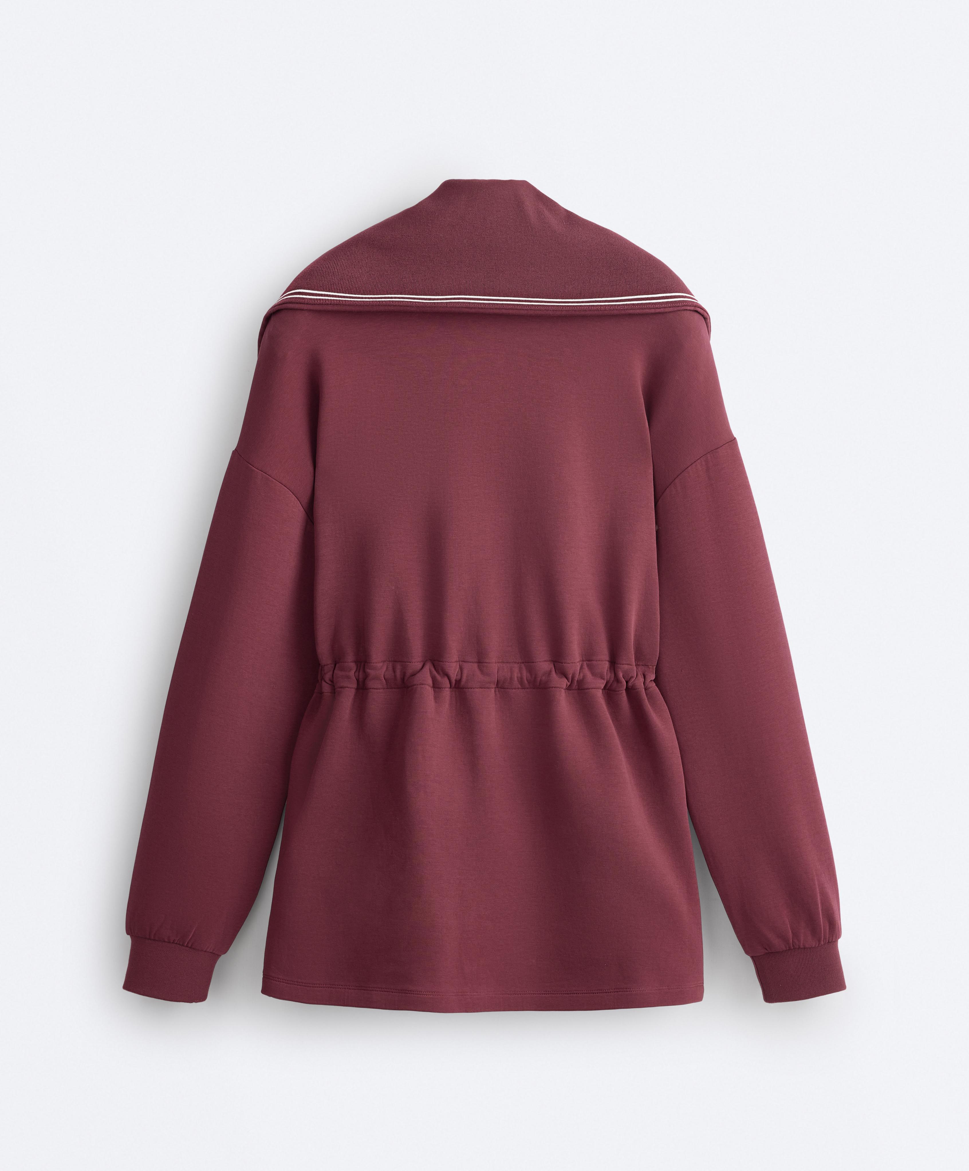 Long cotton blend high-neck jacket — CHERRY