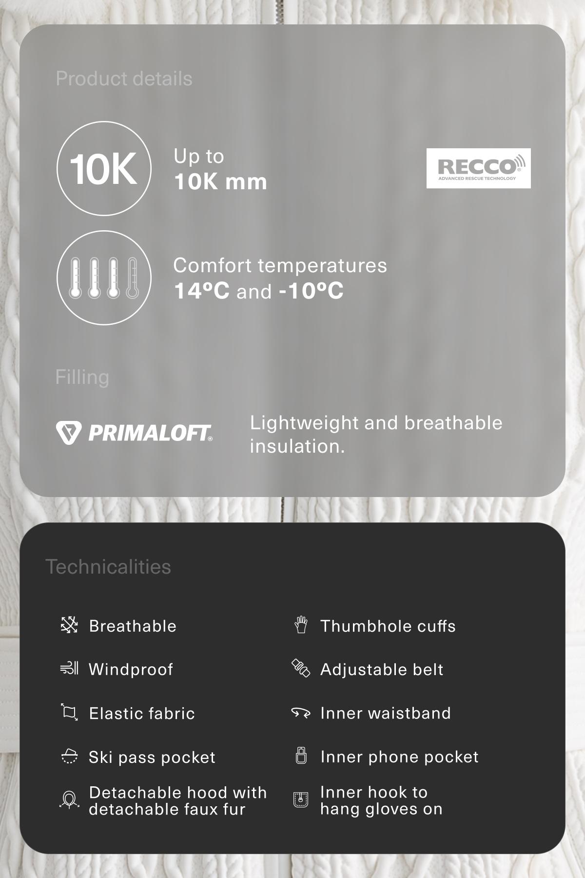 Primaloft® SKI super-slim fit water-resistant jacket — WHITE 