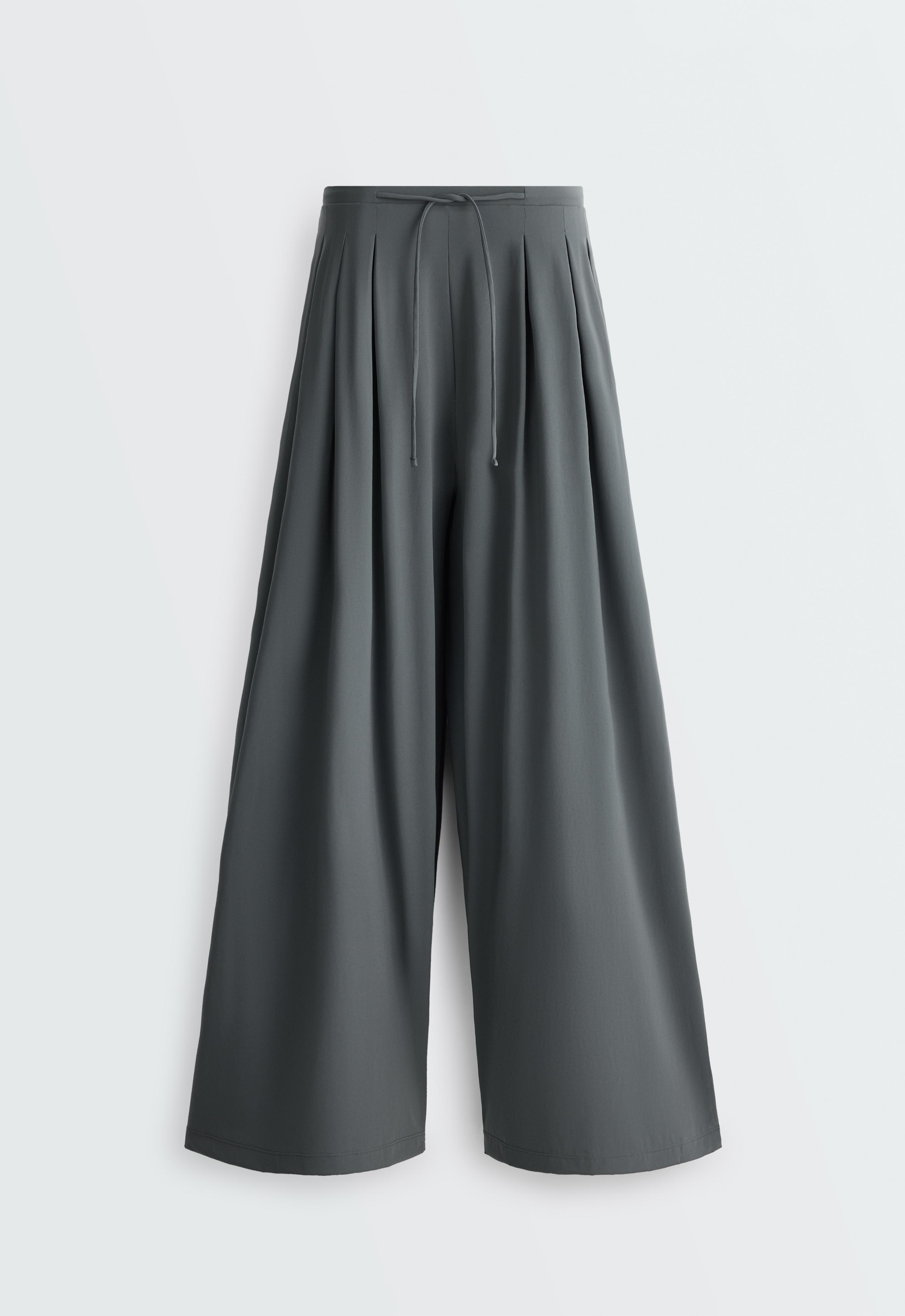 Light Touch wide-leg trousers with darts — STEEL GREY