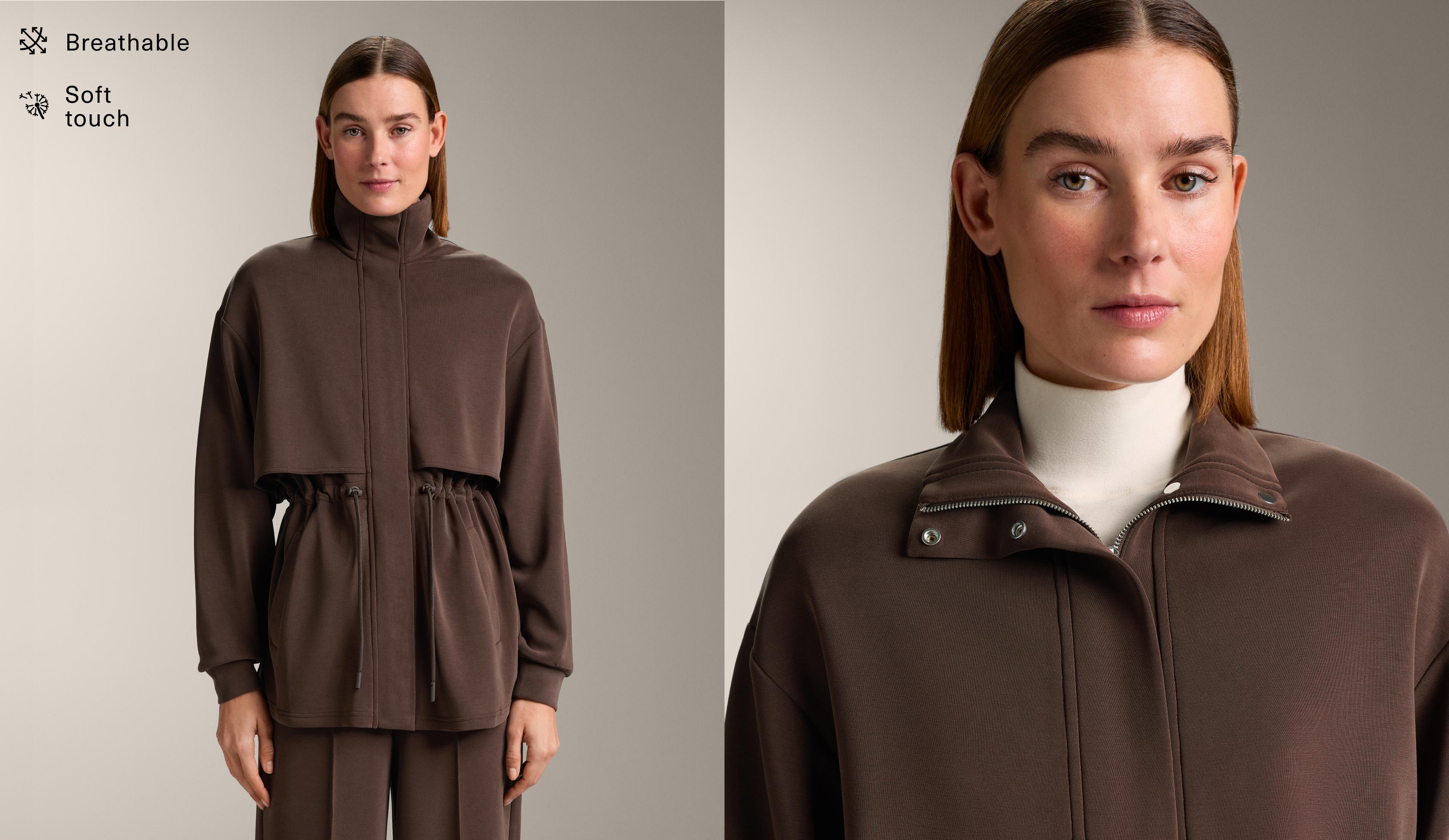 Long soft-touch jacket with modal and pockets Long soft-touch jacket with modal and pockets