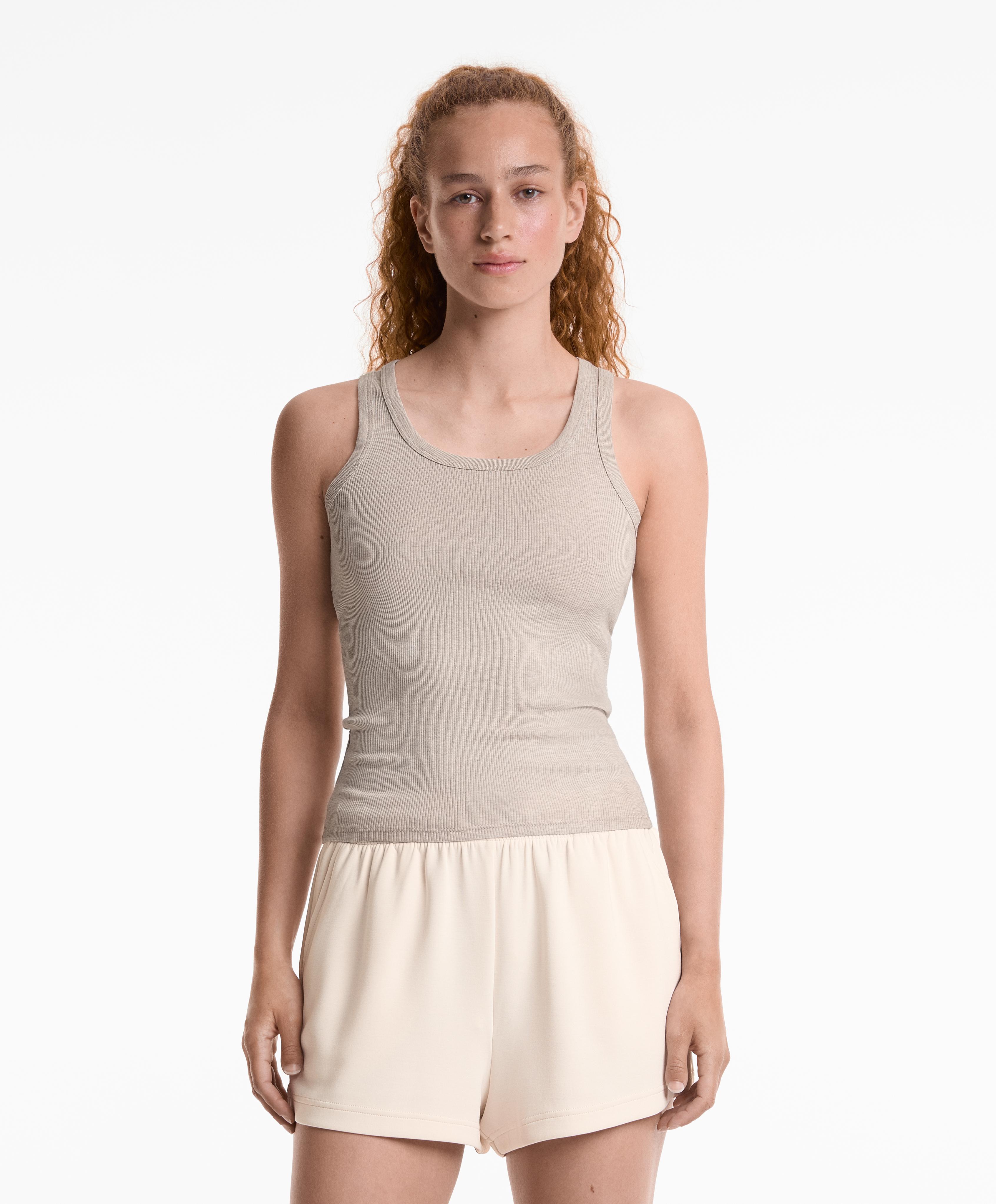 Sleeveless rib top with cotton and modal Sleeveless rib top with cotton and modal