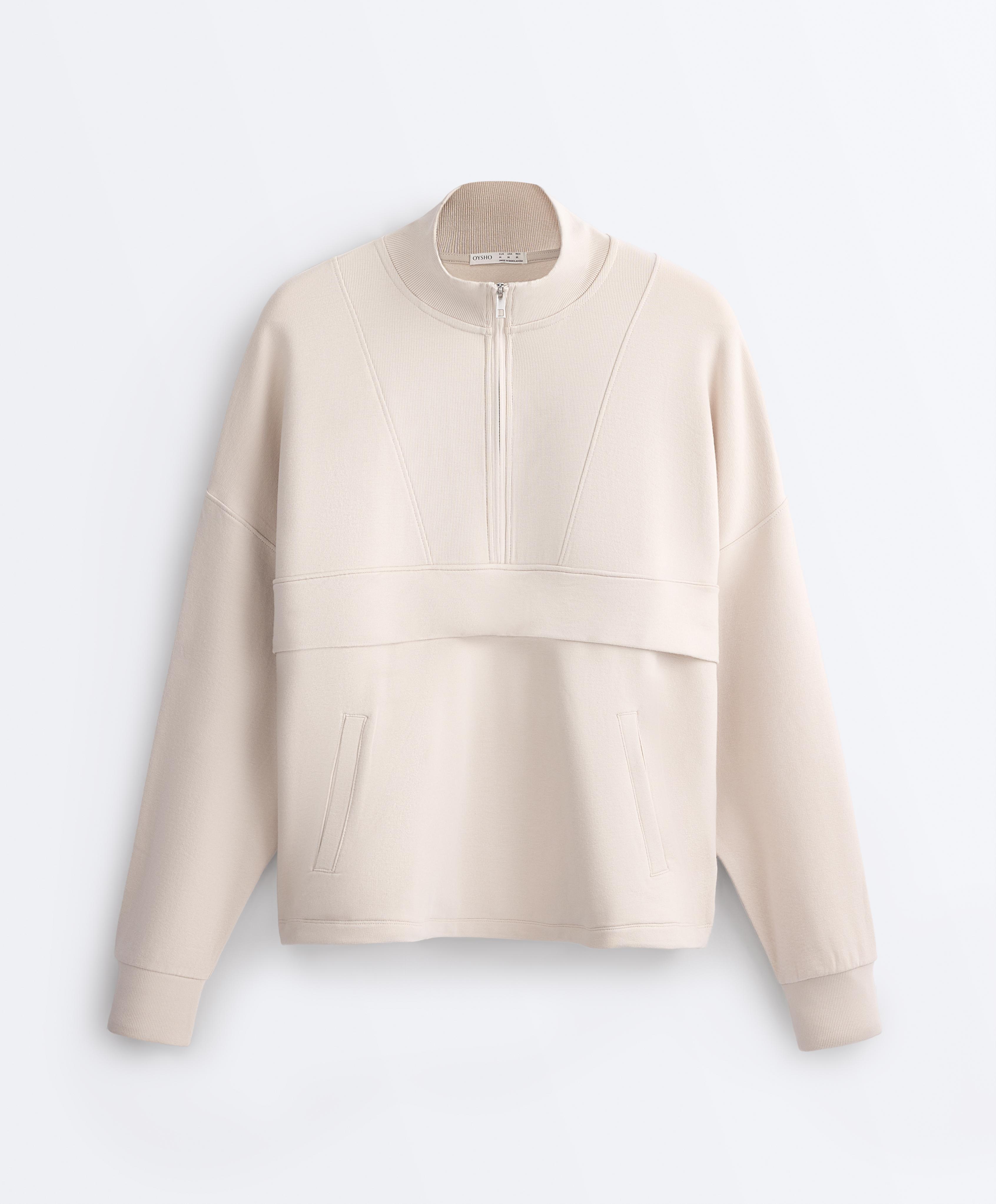 Zip sweatshirt with modal and cotton Zip sweatshirt with modal and cotton