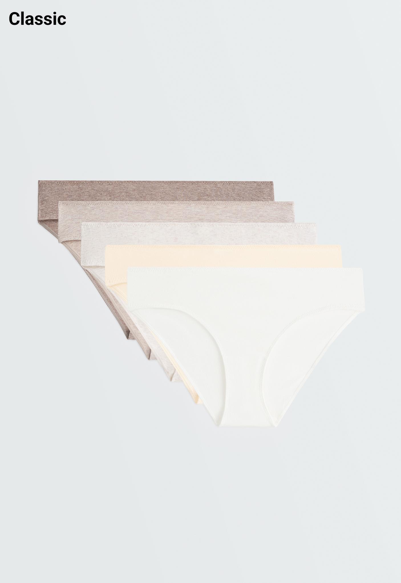 5 rib cotton blend classic briefs — TAN MELANGE