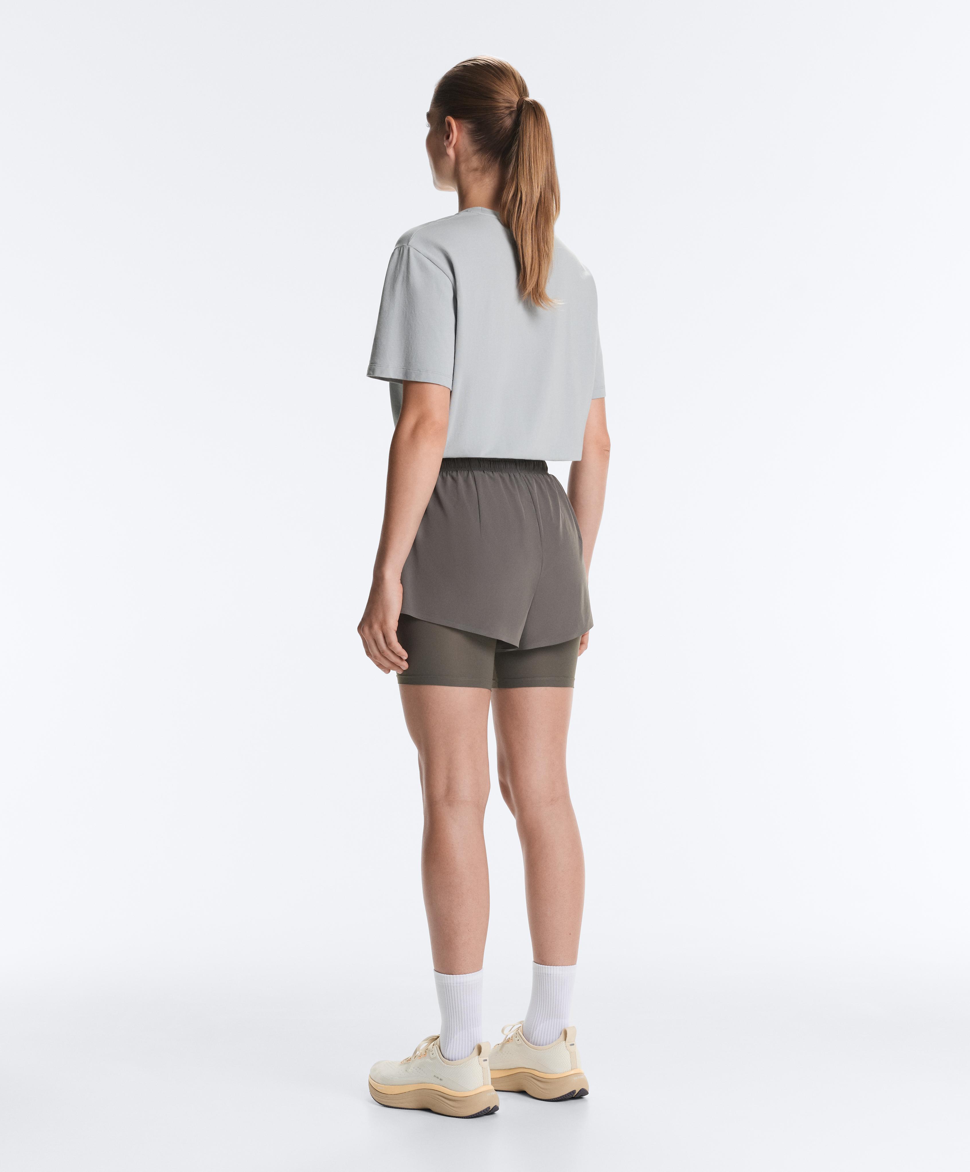 Boxy cotton blend slogan T-shirt — GREY