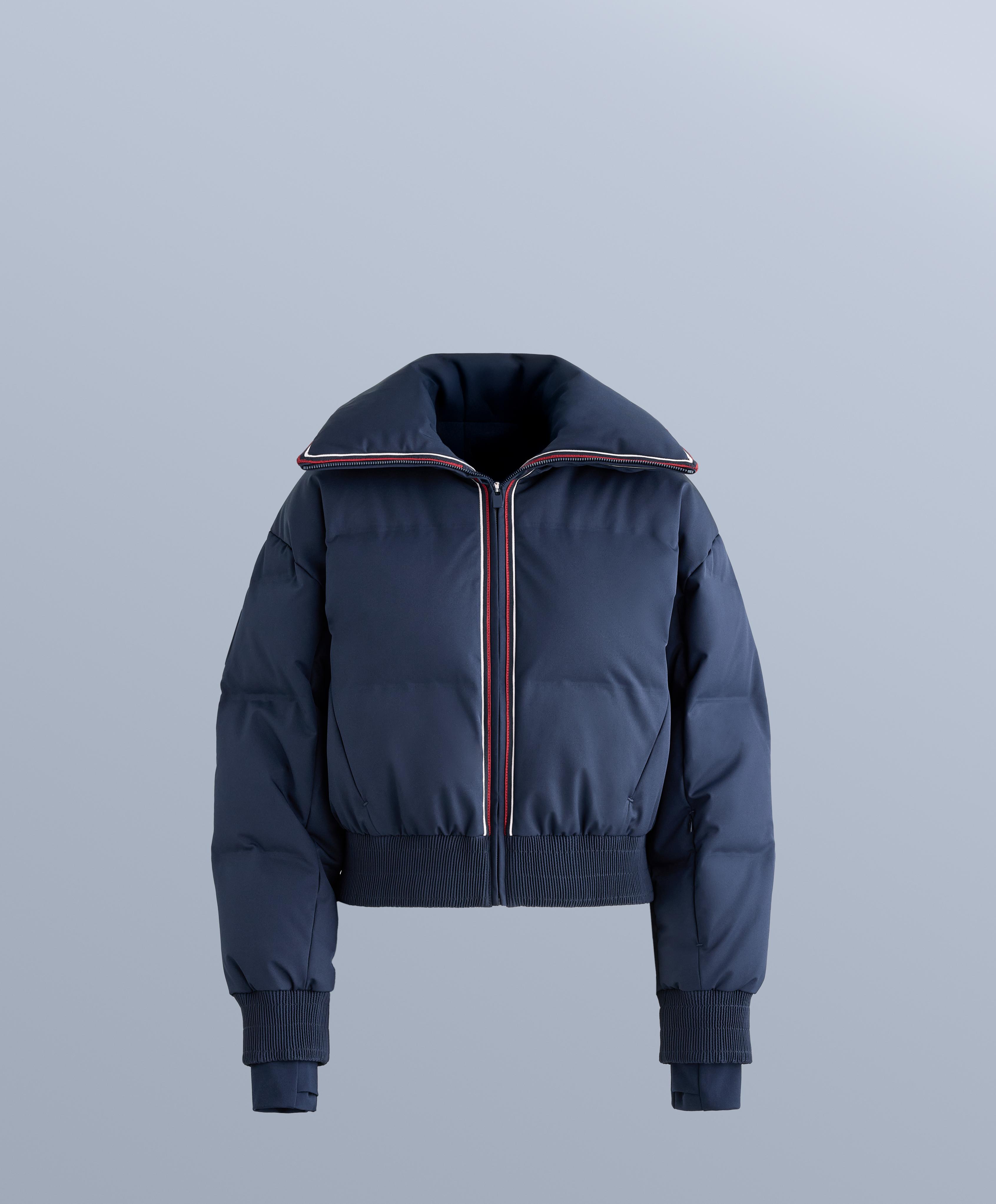 MINARDI PIUME SKI water-resistant retro jacket, 80% down and 20% feather — NAVY BLUE