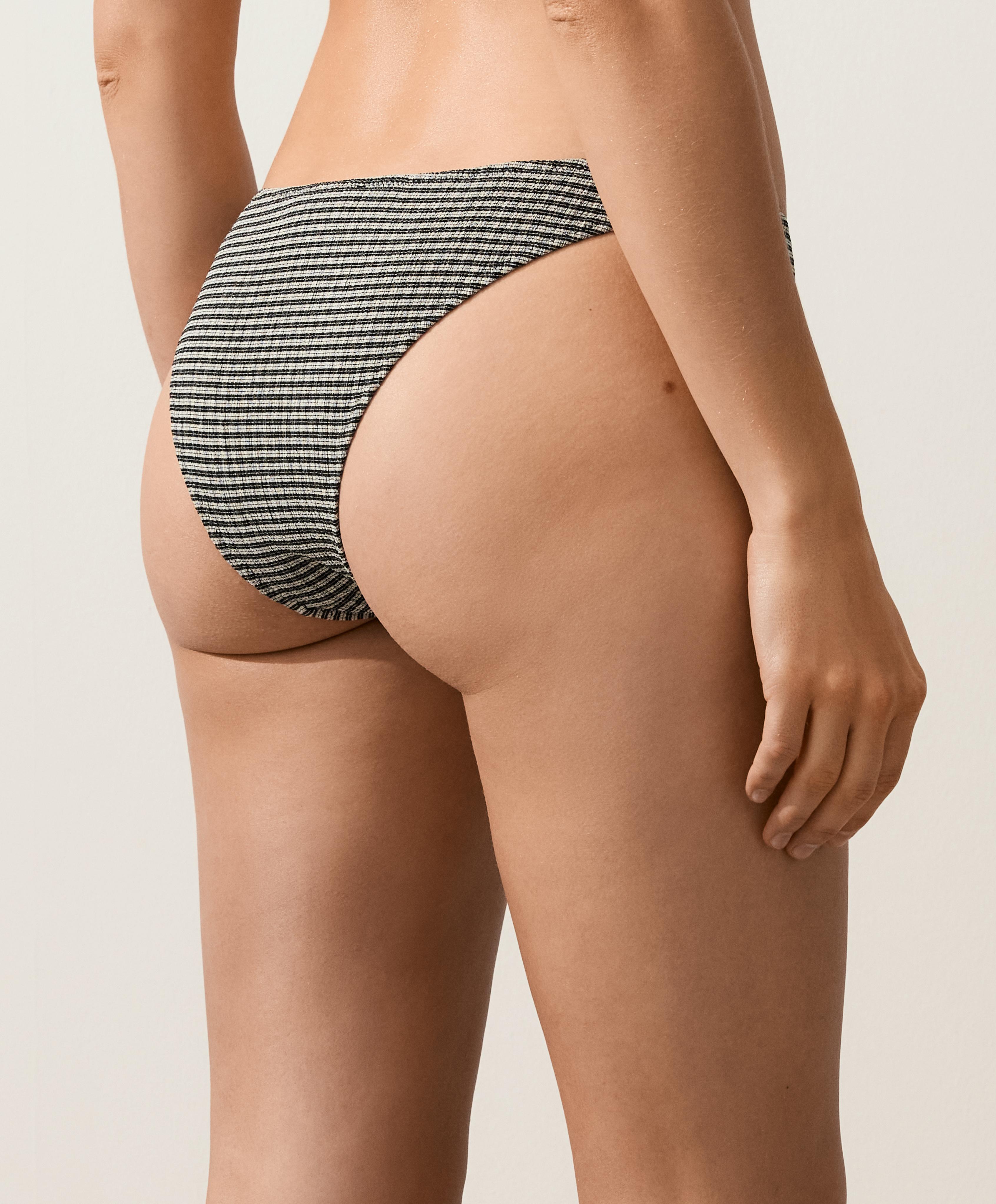 Mini check U-cut medium-coverage bikini briefs — BLACK