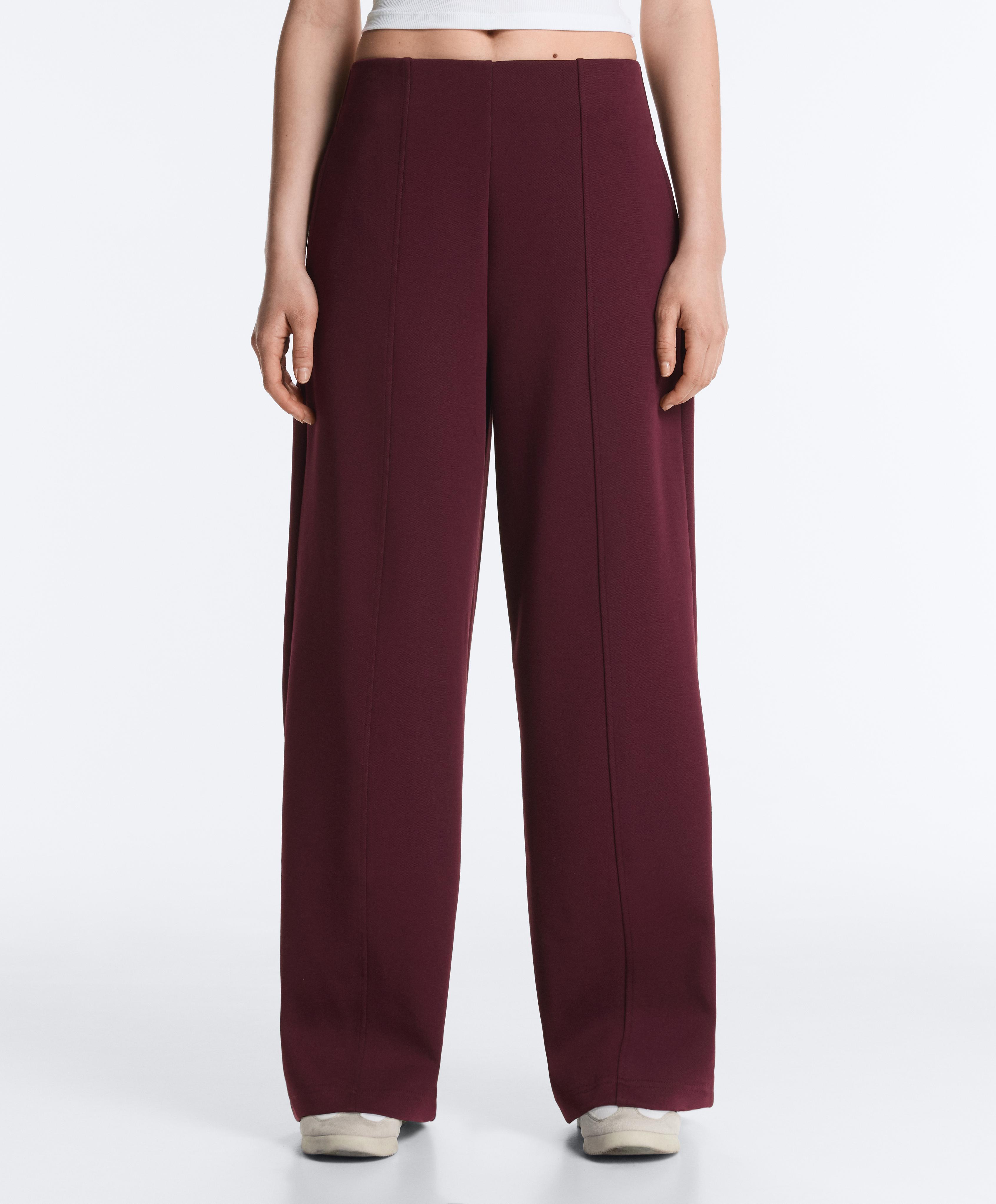 Super high rise piqué long trousers with cotton Super high rise piqué long trousers with cotton