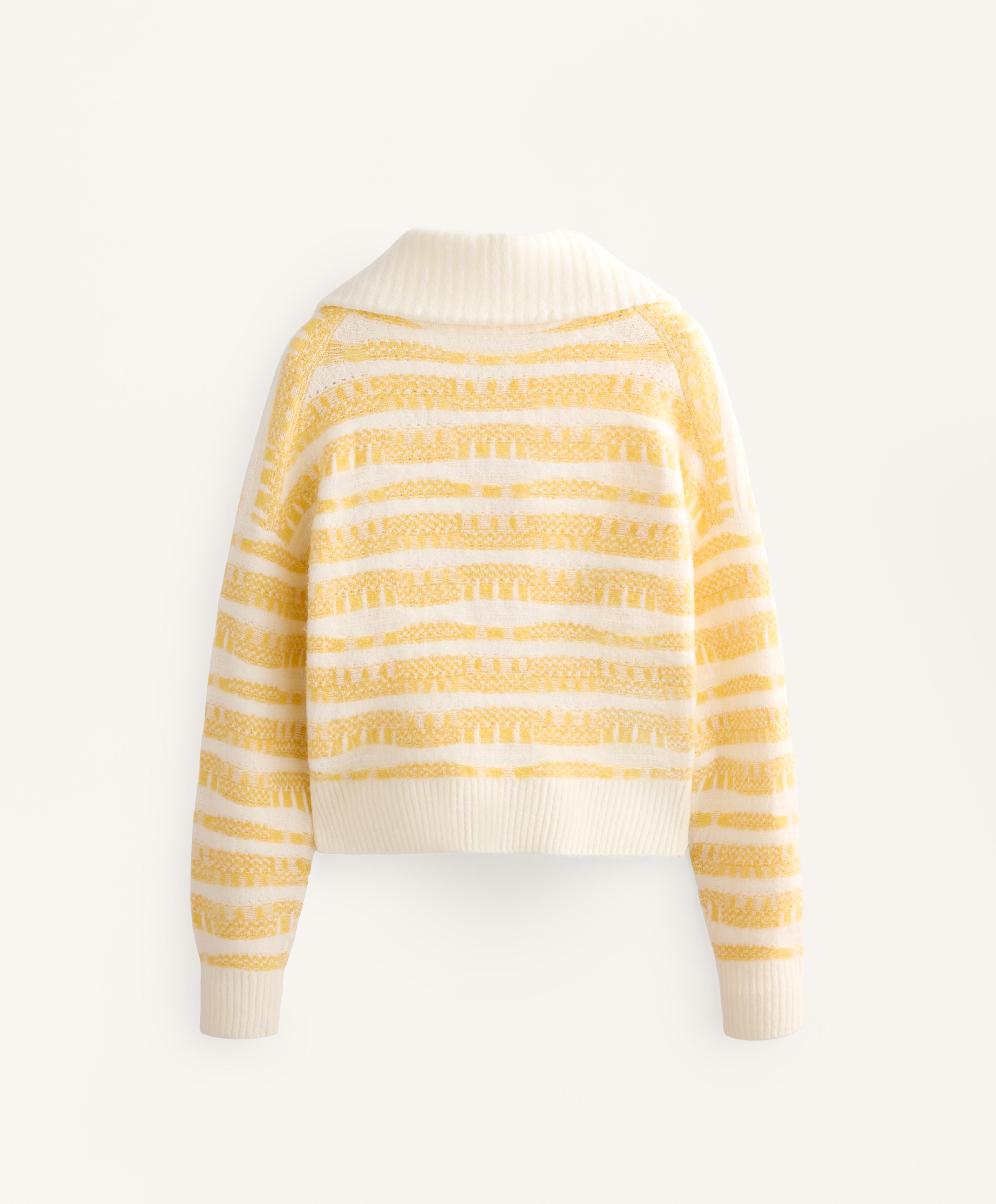 Striped jacquard knit jacket — YELLOW