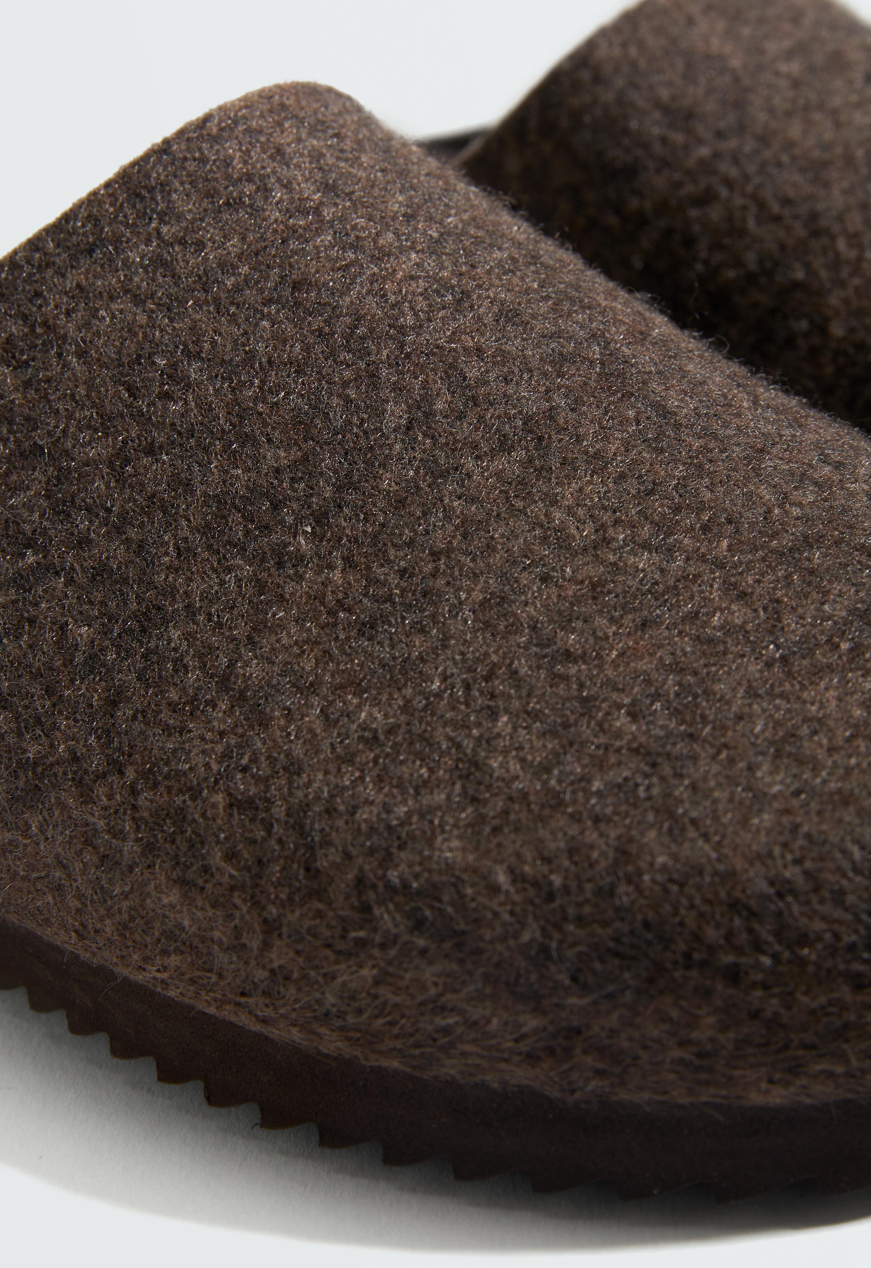 Felt Mule Clogs — BROWN