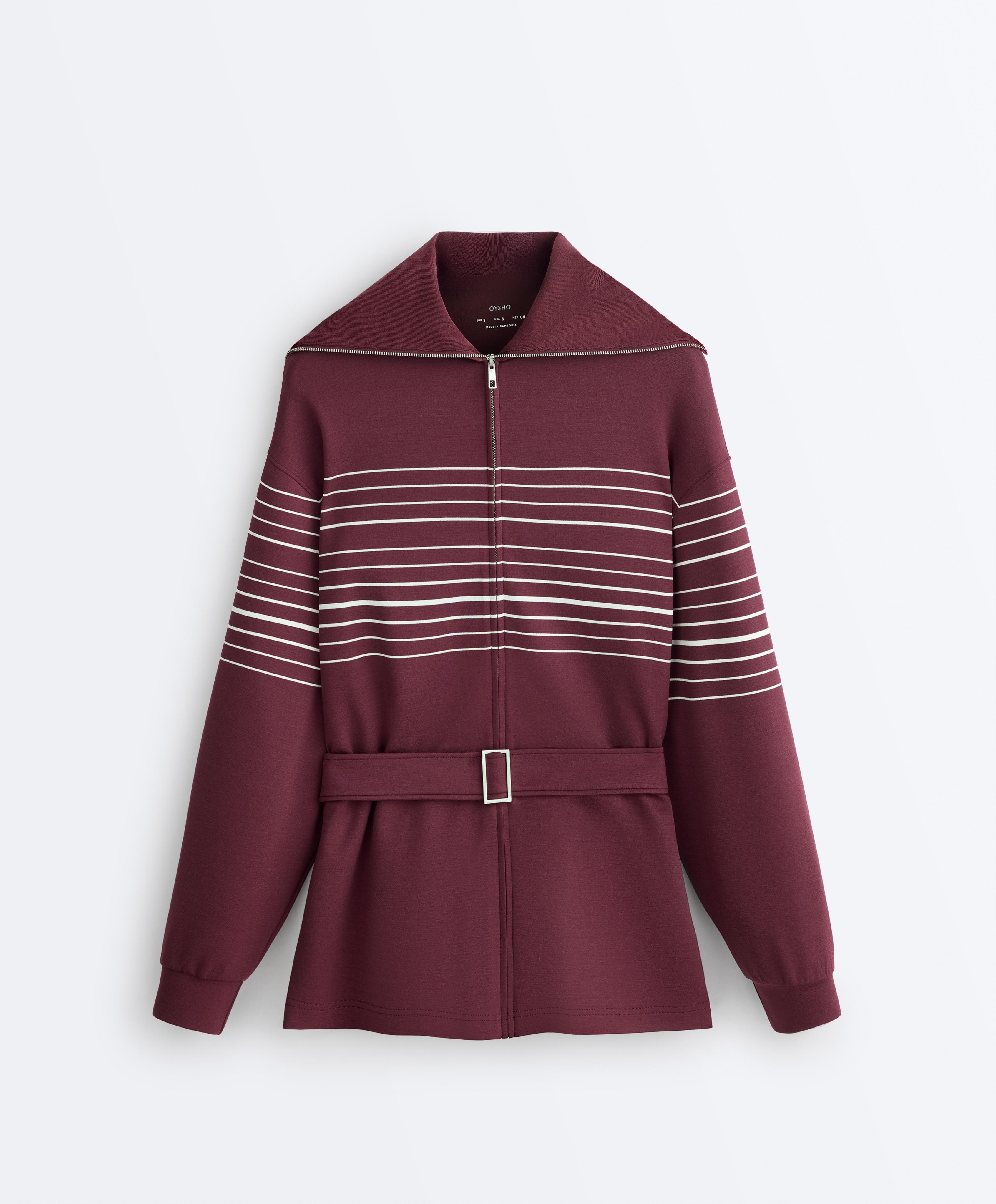 Long sailor stripe jacket with soft-touch modal — CHERRY