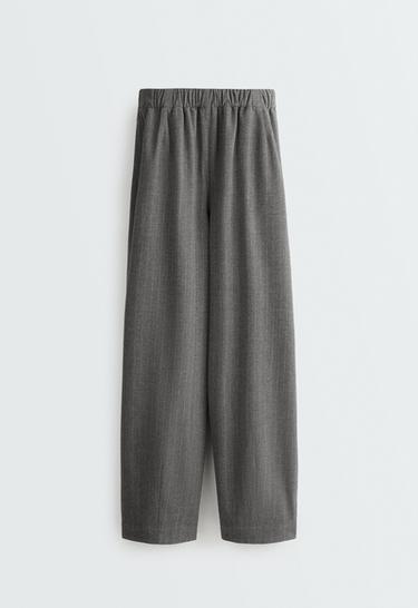 15% wool pinstripe balloon trousers — MID GREY 5
