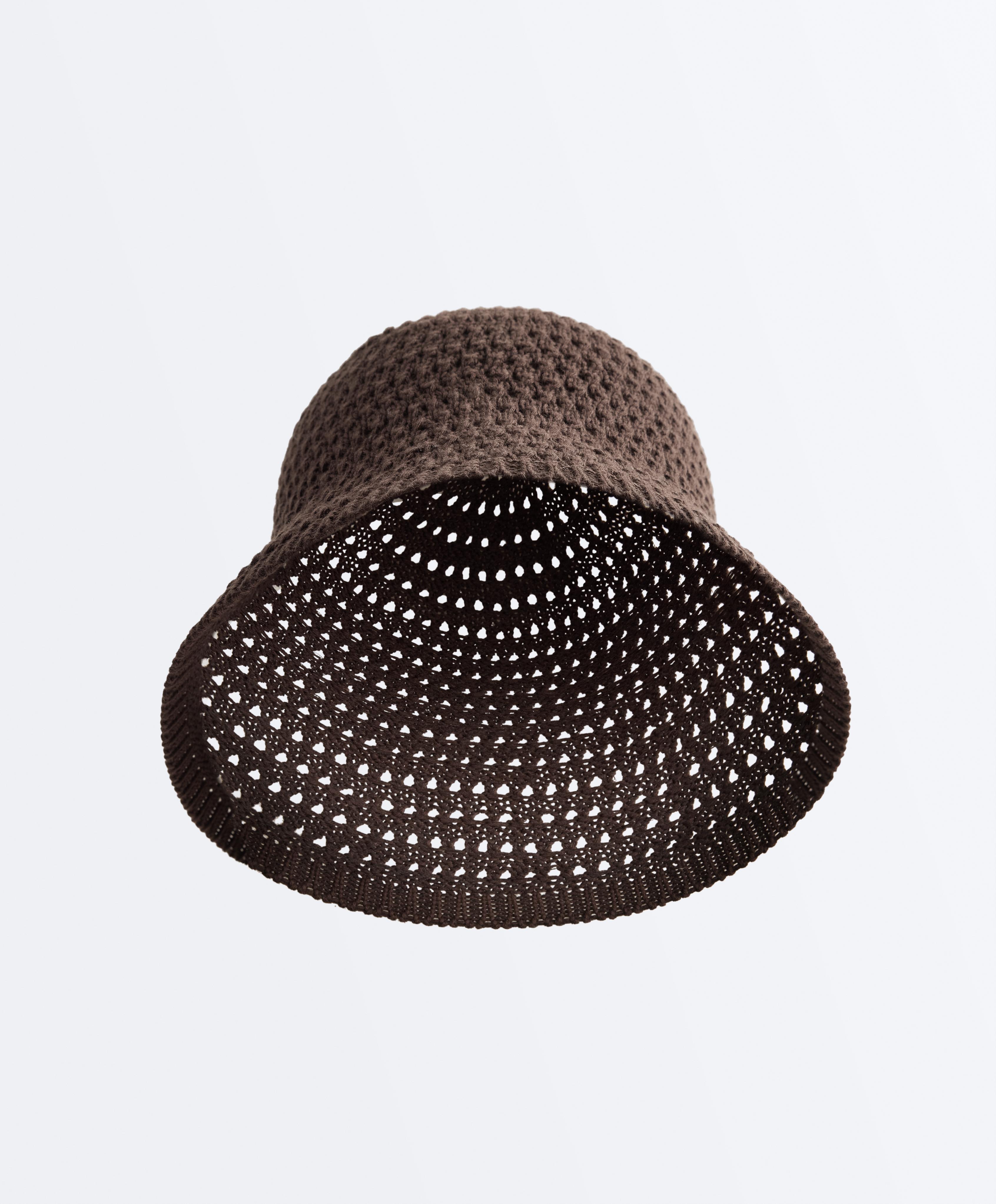 100% cotton crochet bucket hat — BROWN