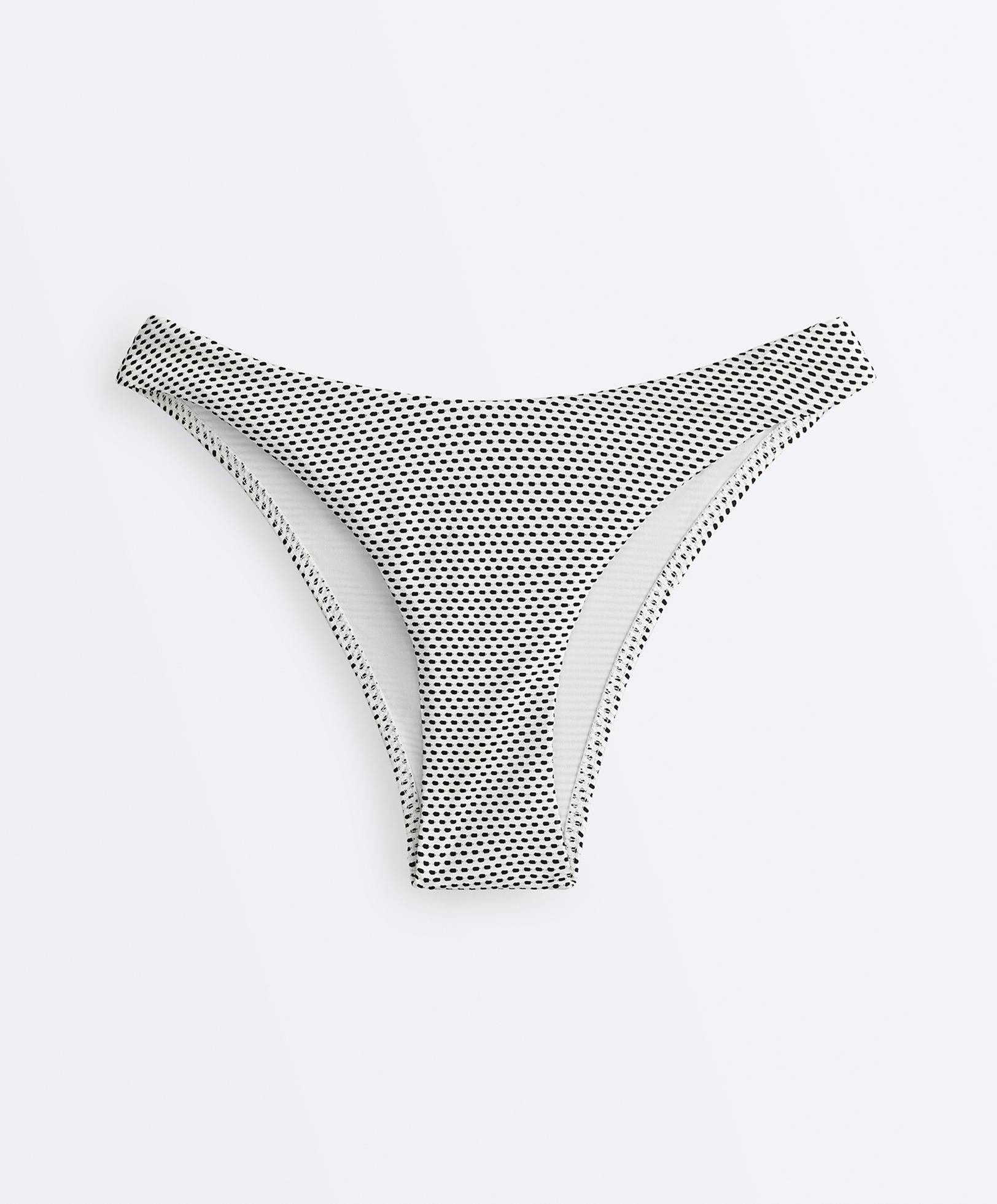 Polka dot jacquard U-cut medium-coverage bikini briefs — PALE ECRU
