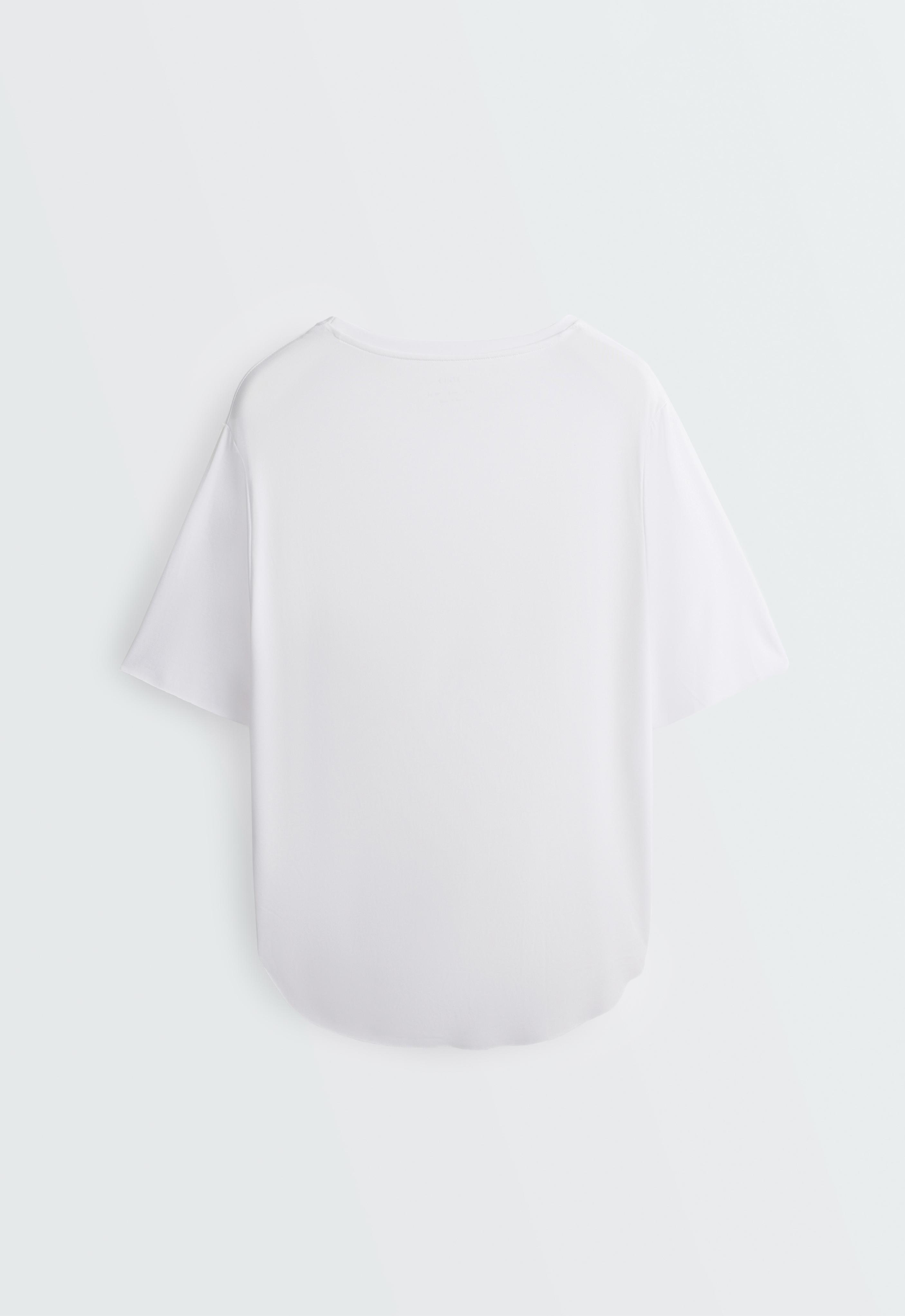 Modal blend short-sleeved T-shirt with rounded back hem — WHITE 