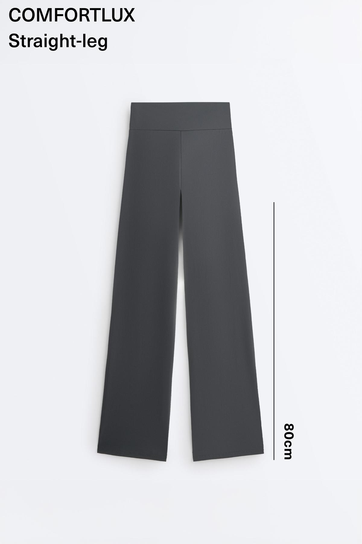 High-rise Comfortlux straight-leg trousers — ASPHALT