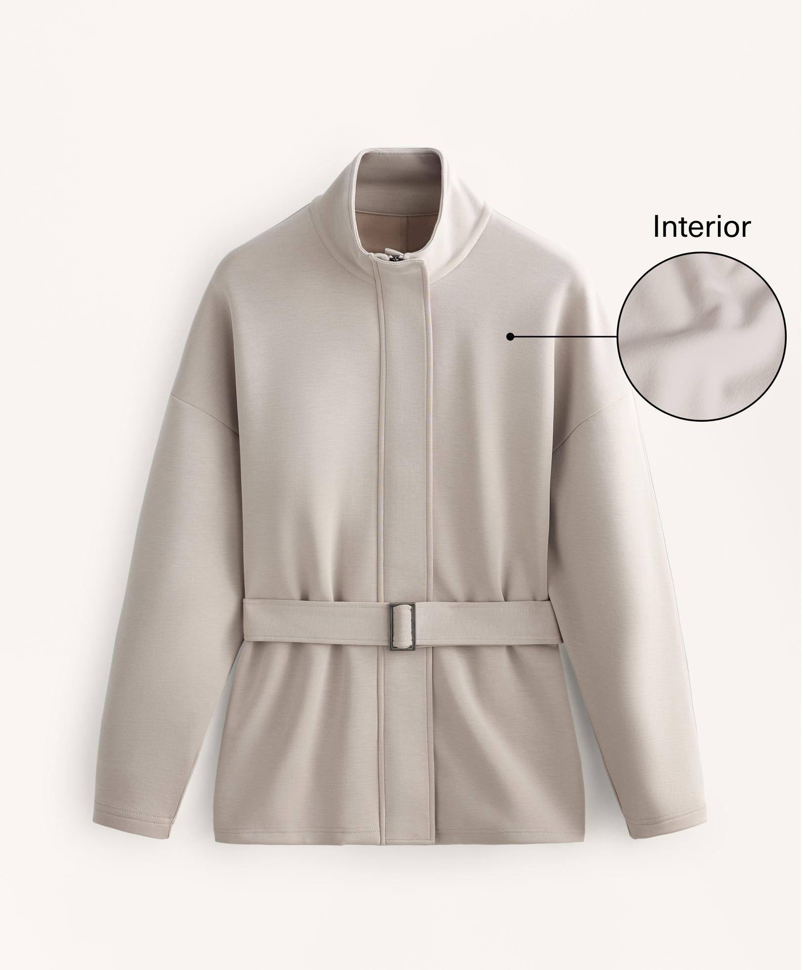 Long belted jacket with brushed modal — DUSTY TAUPE