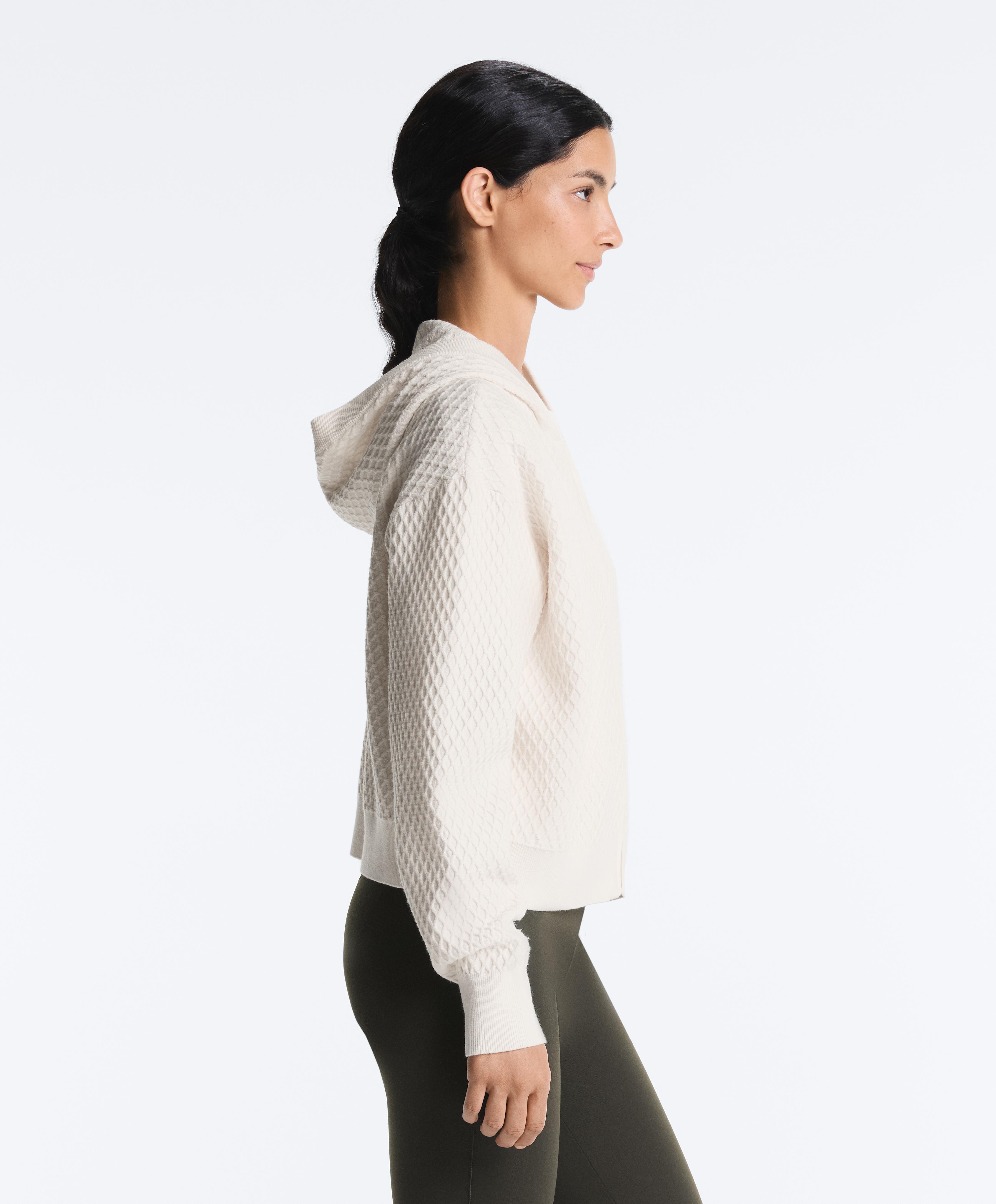 Structured knit hooded jacket — PALE ECRU