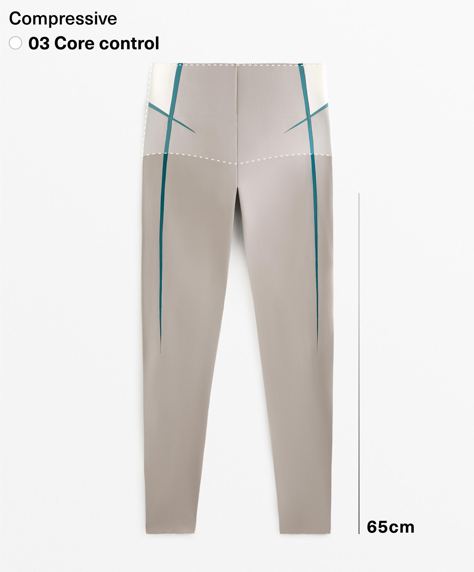 Compressive core control lines high rise 65cm ankle-length leggings