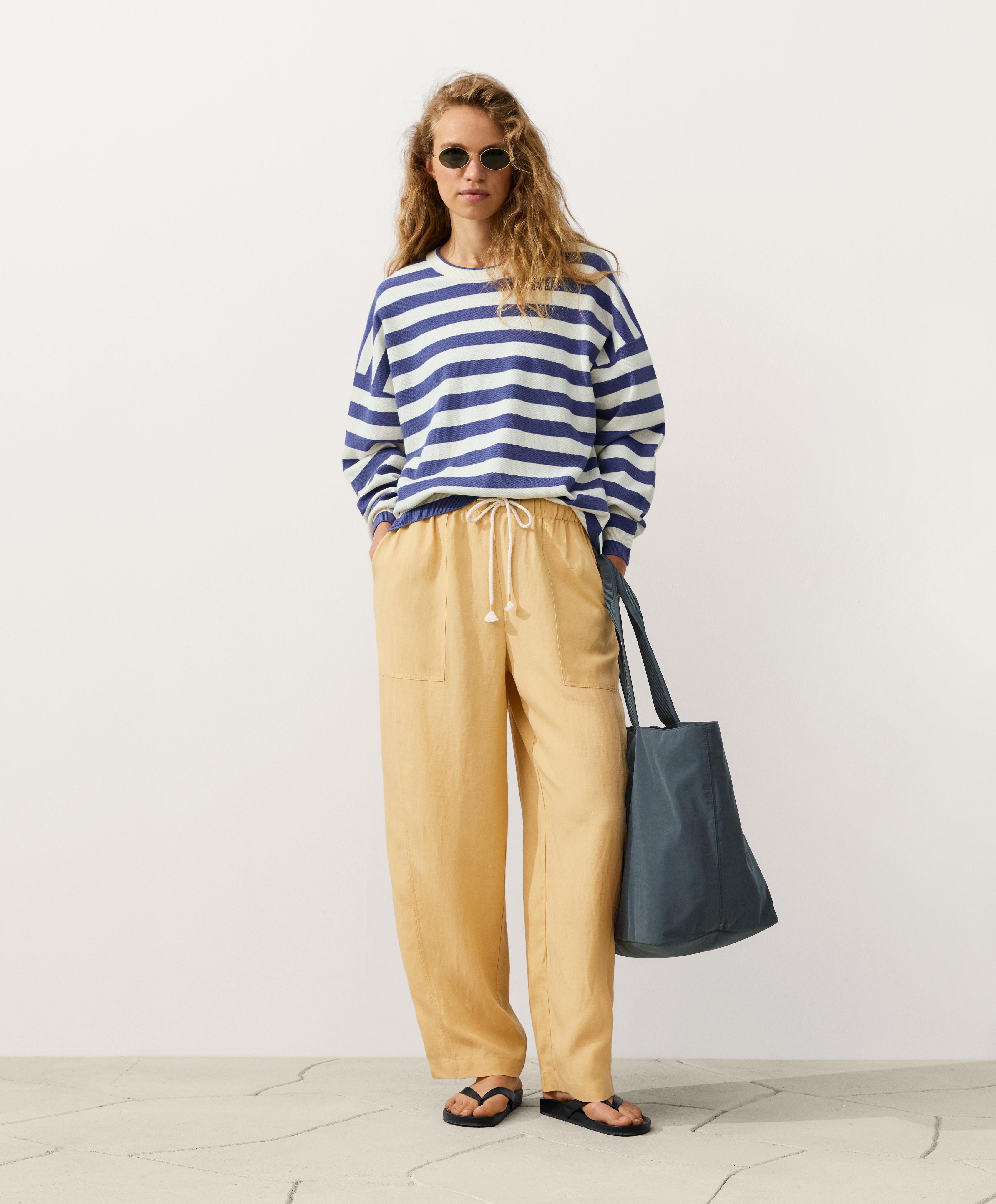 Lyocell blend and 24% linen straight trousers — MID-YELLOW