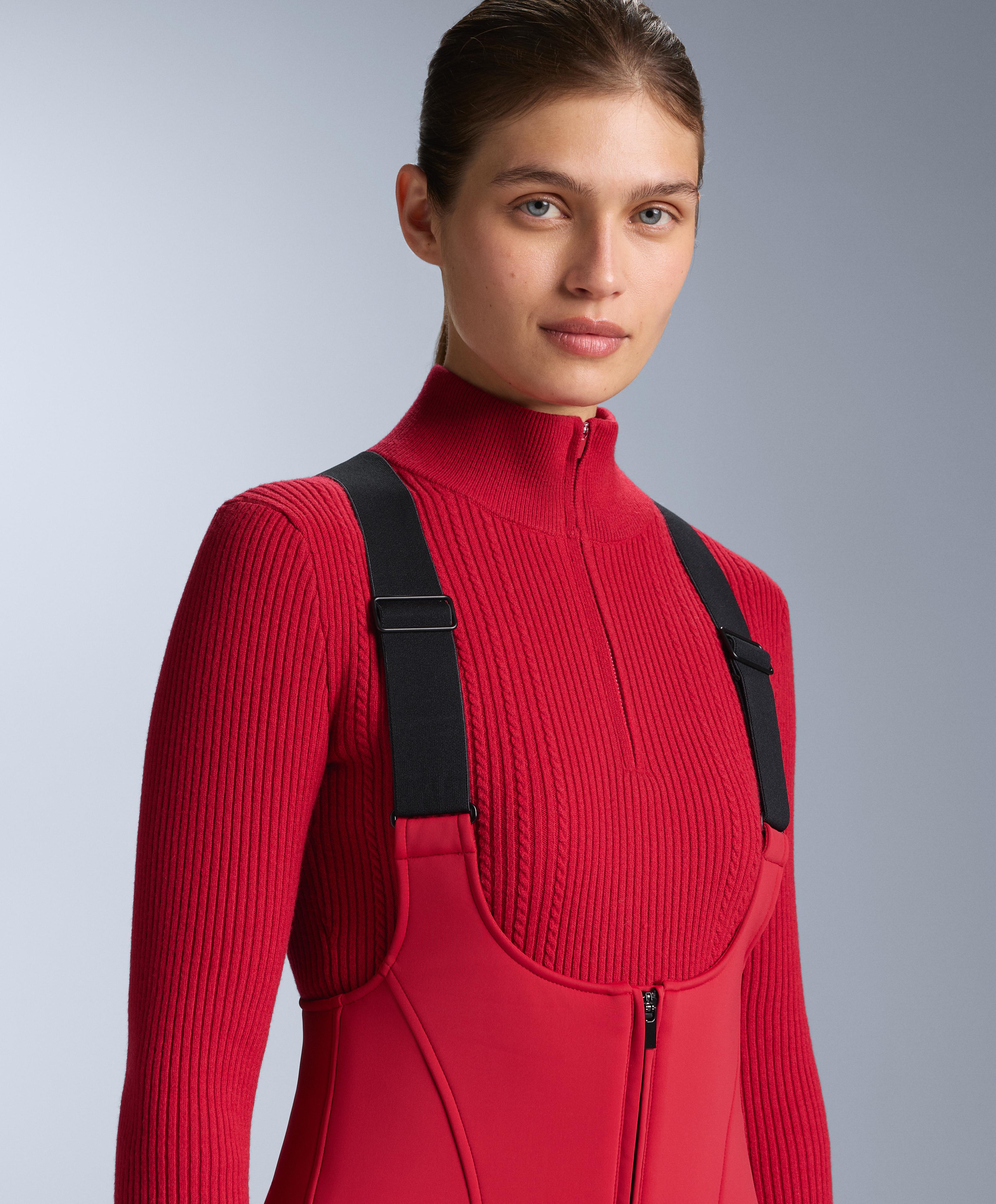 Water-resistant SKI flare dungarees — RED