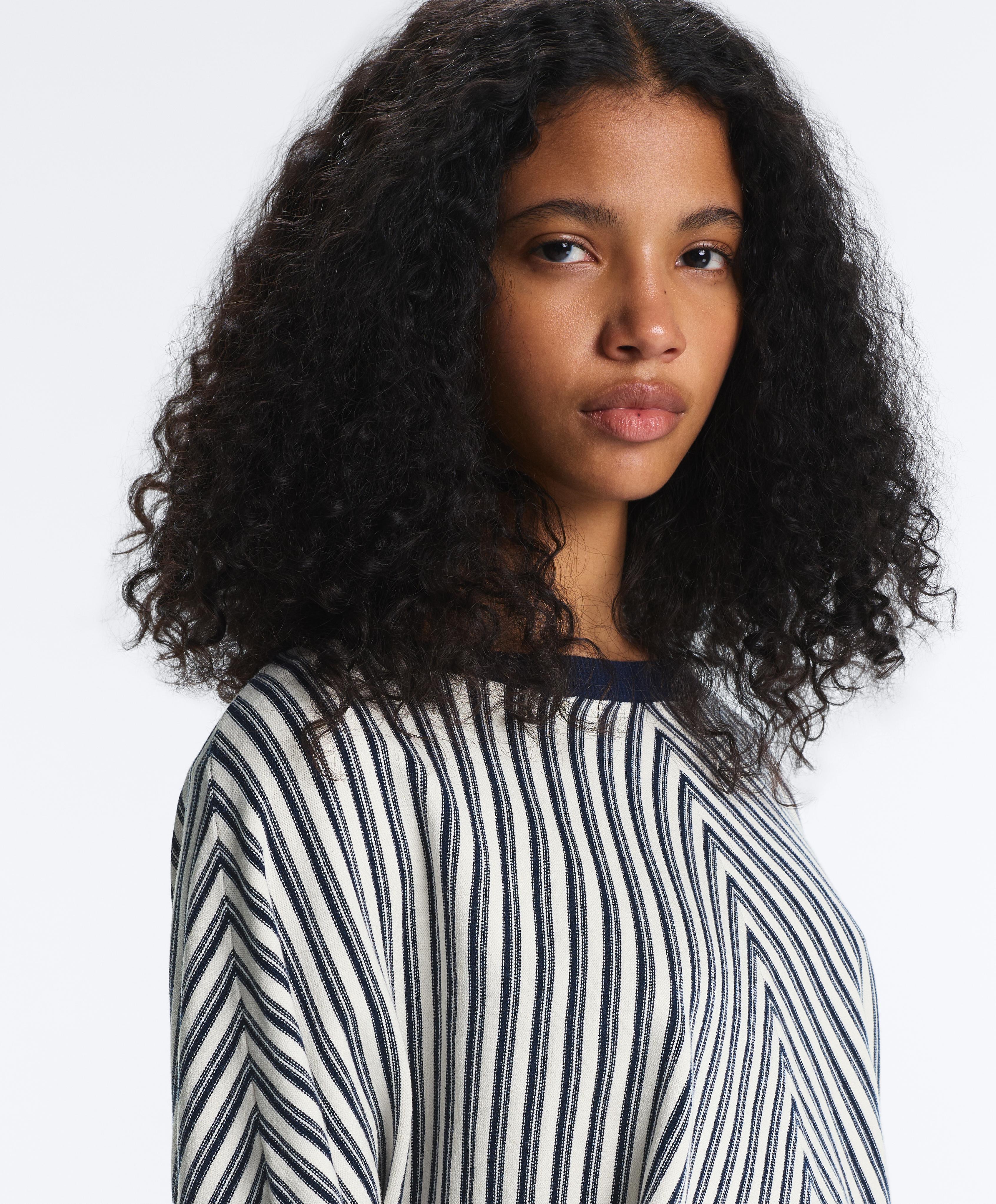 Diagonal stripe knit jumper — NAVY BLUE