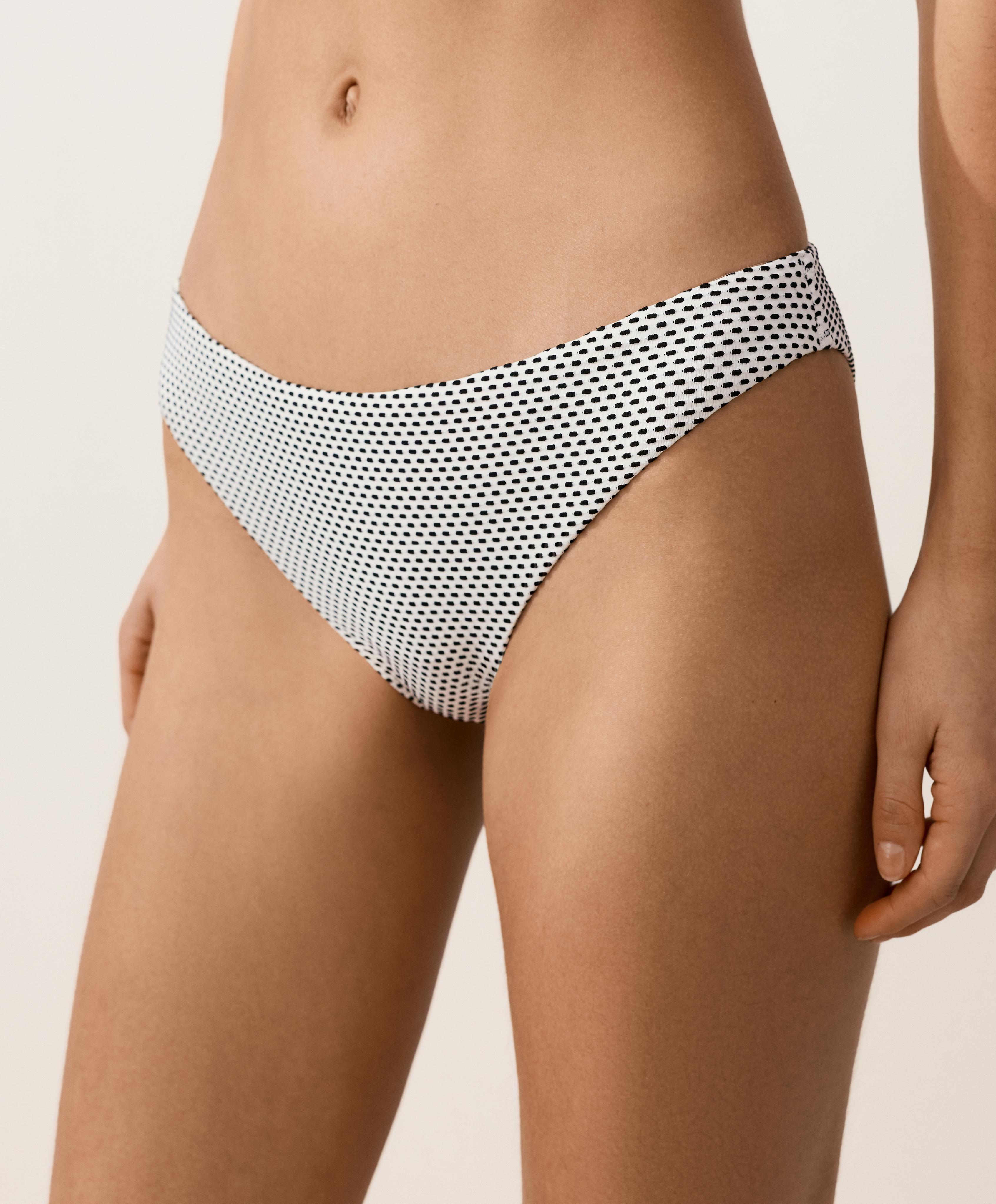 Jacquard polka dot classic bikini briefs — PALE ECRU