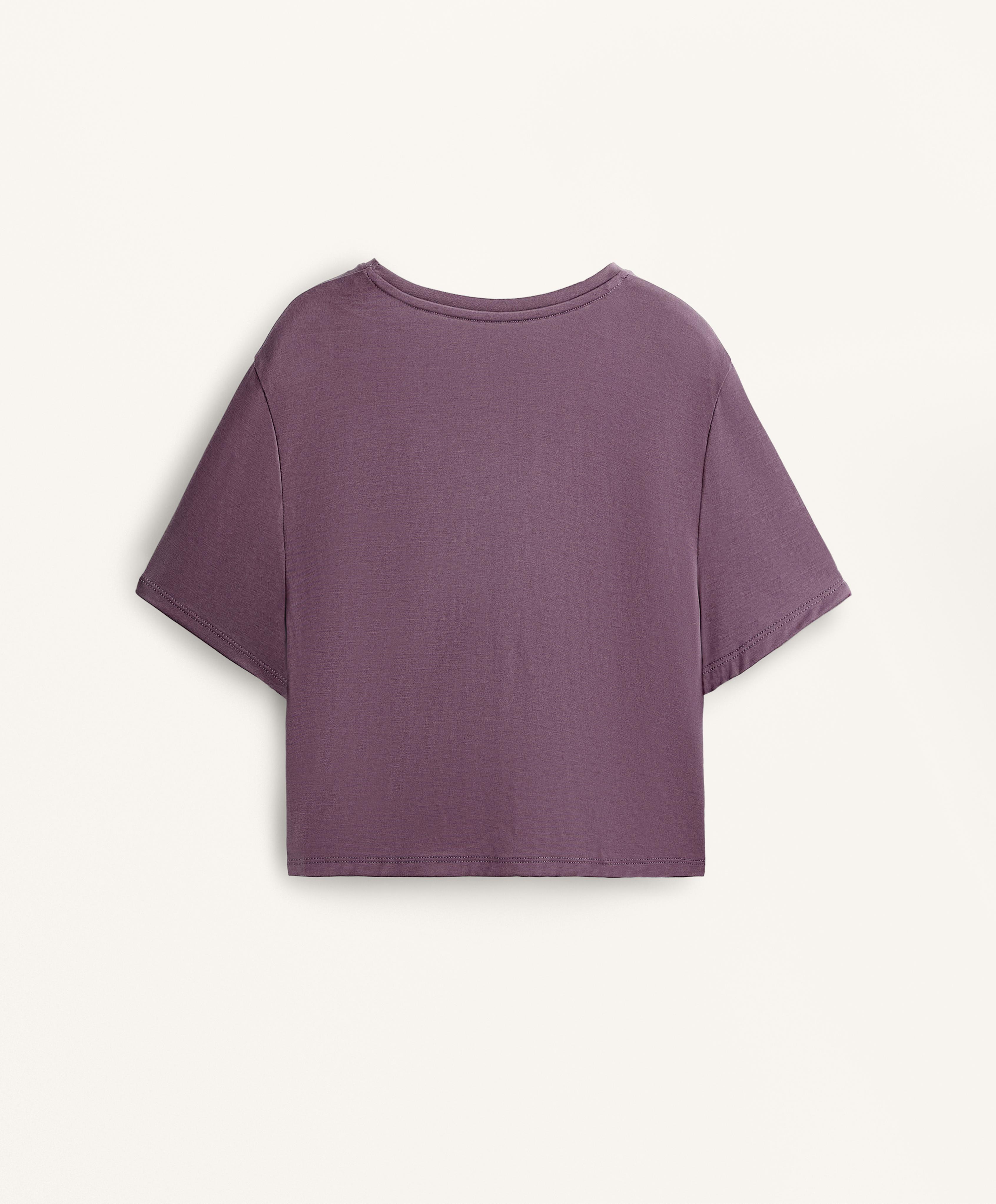 T-Shirt mit Knoten, kurzen Ärmeln und Modal-Mischgewebe T-Shirt mit Knoten, kurzen Ärmeln und Modal-Mischgewebe