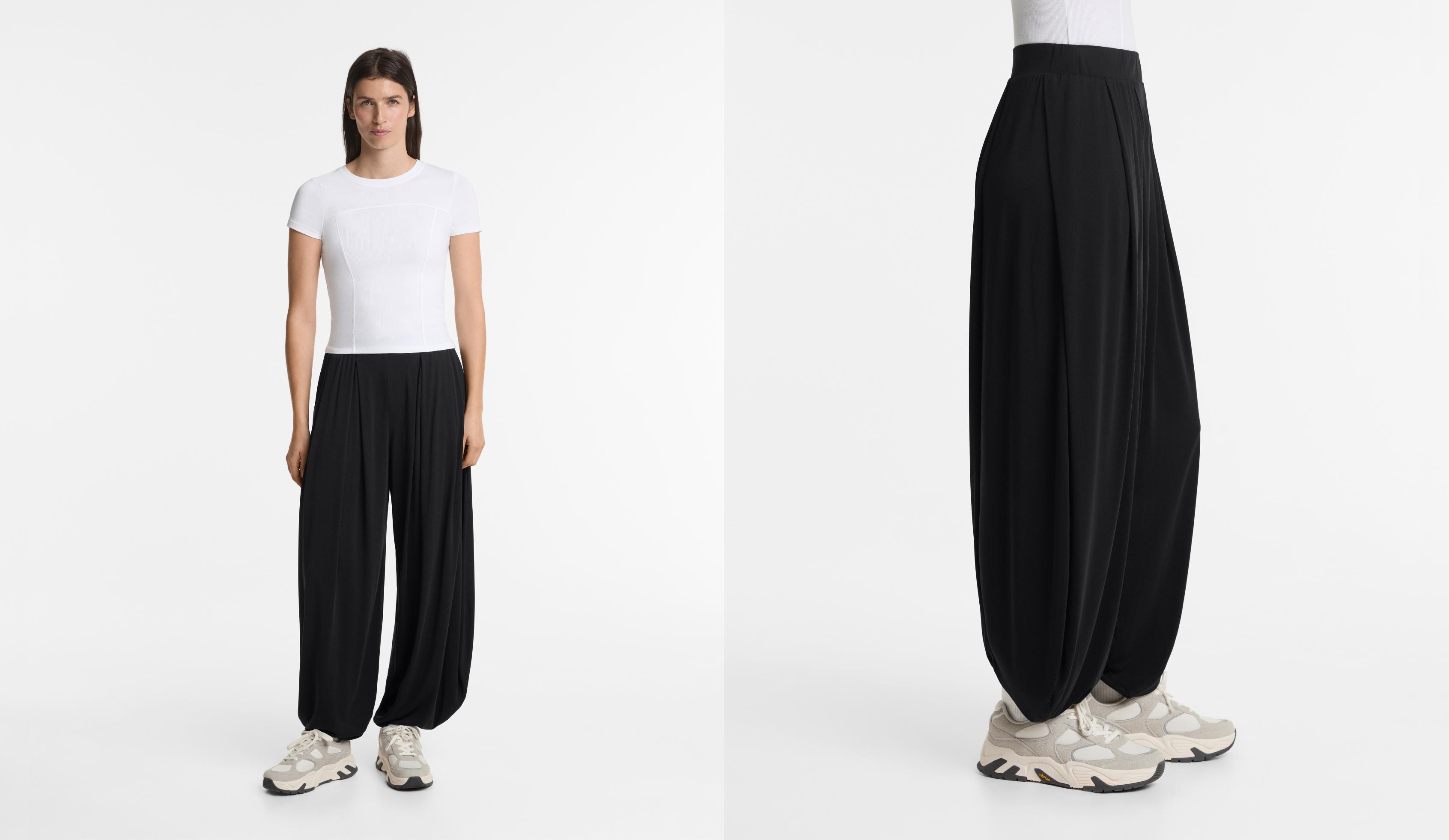 Modal blend wide-leg trousers