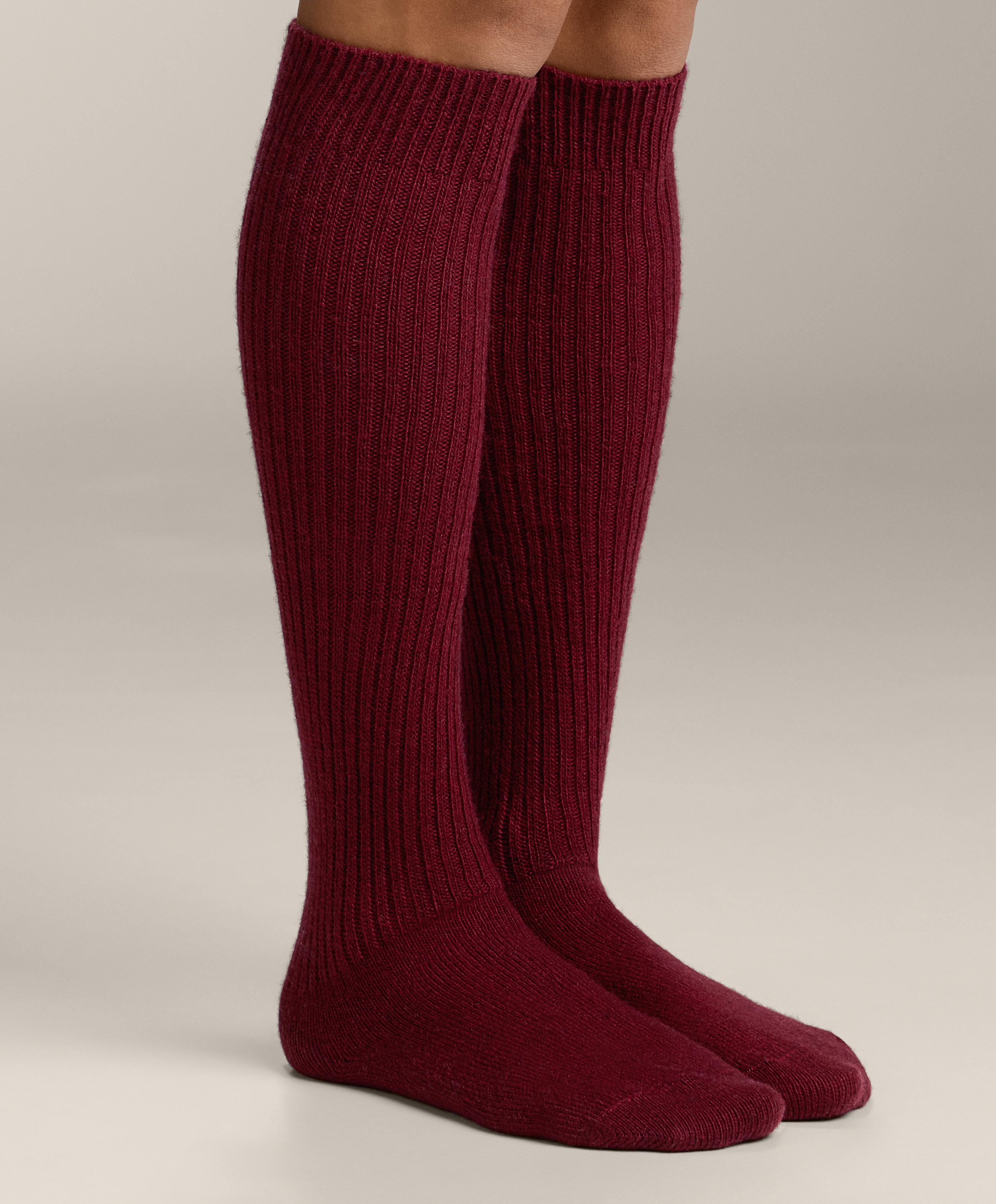 18% cashmere 13% wool long socks — CHERRY