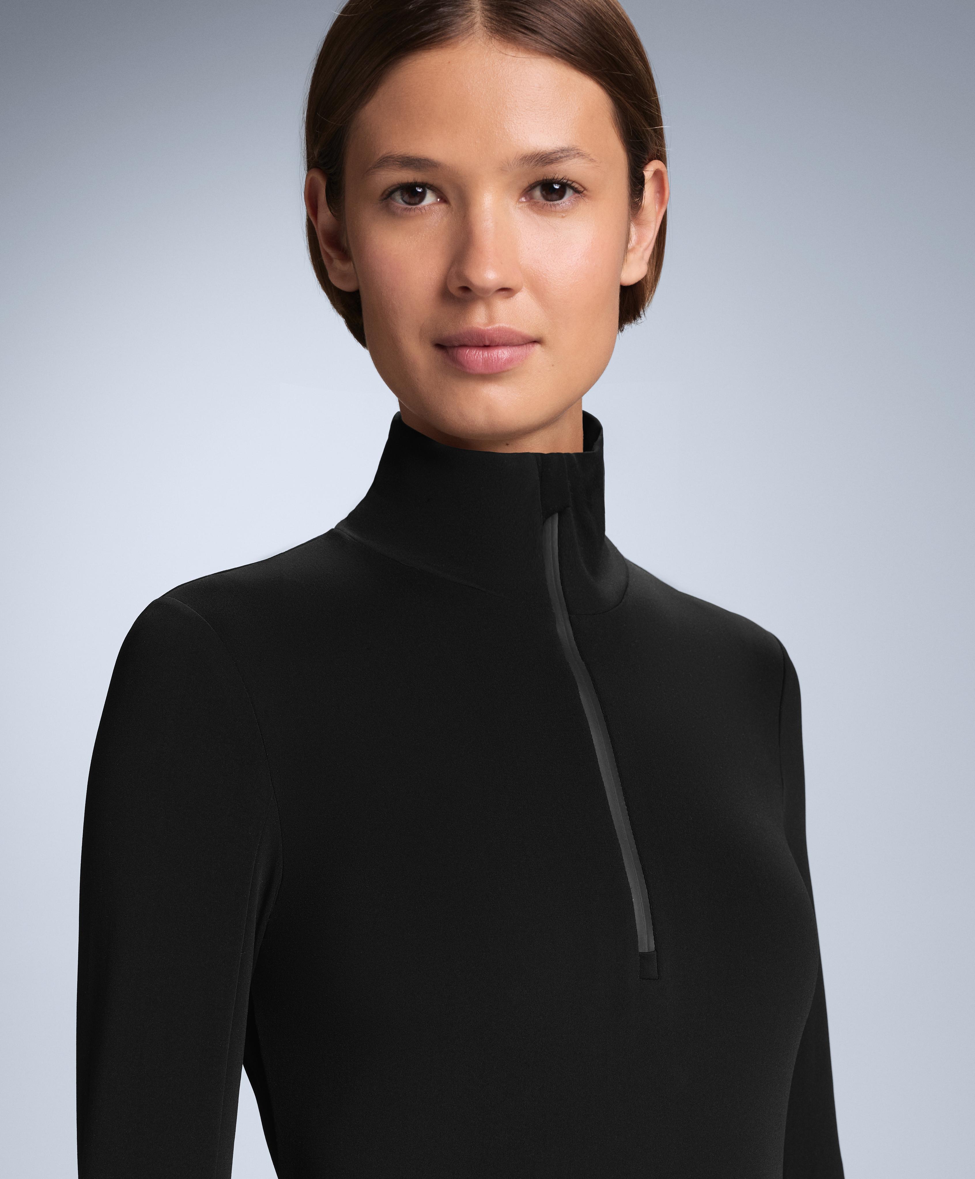 Thermal base layer half-zip top — BLACK
