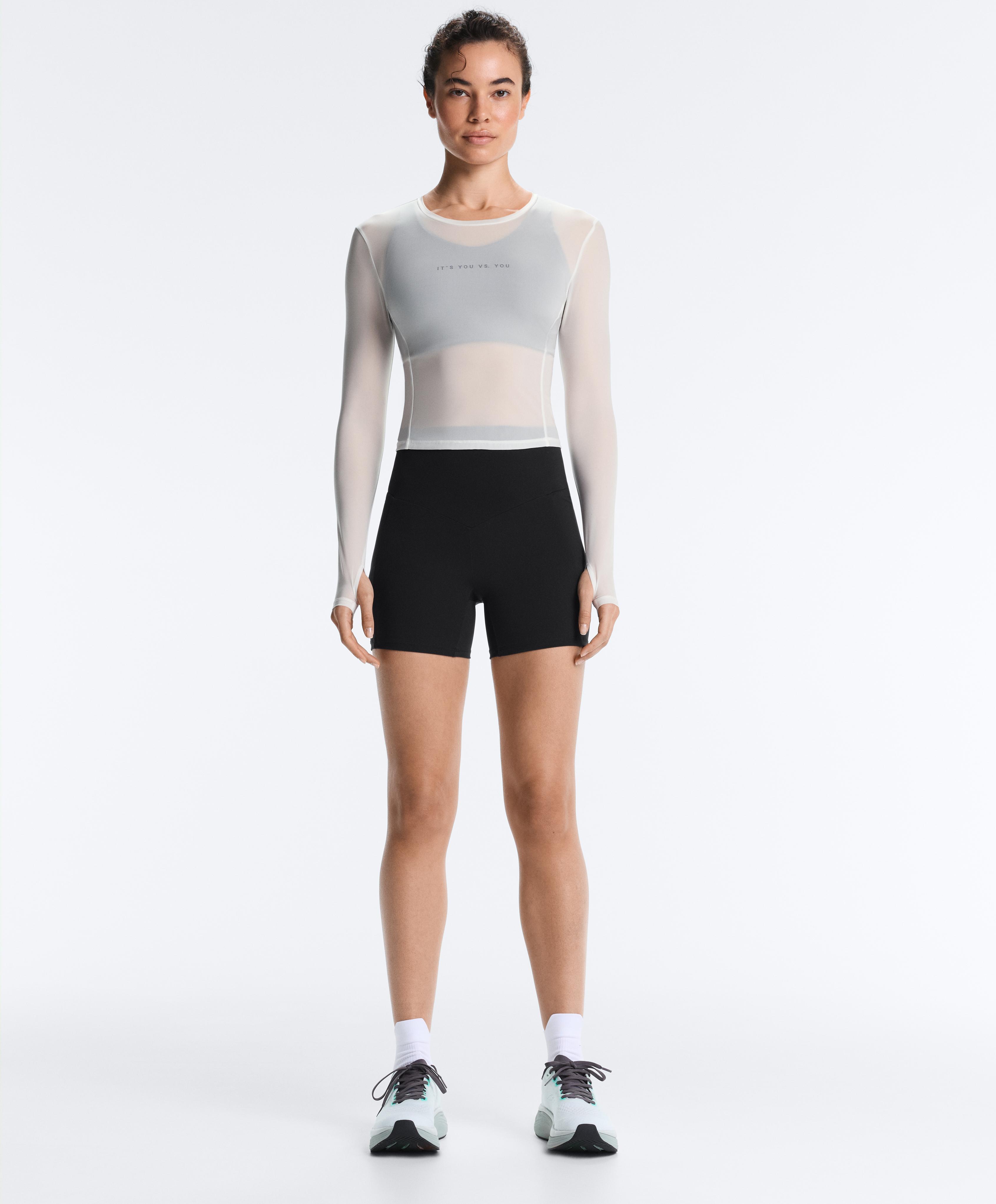 Long-sleeved technical T-shirt with text — WHITE