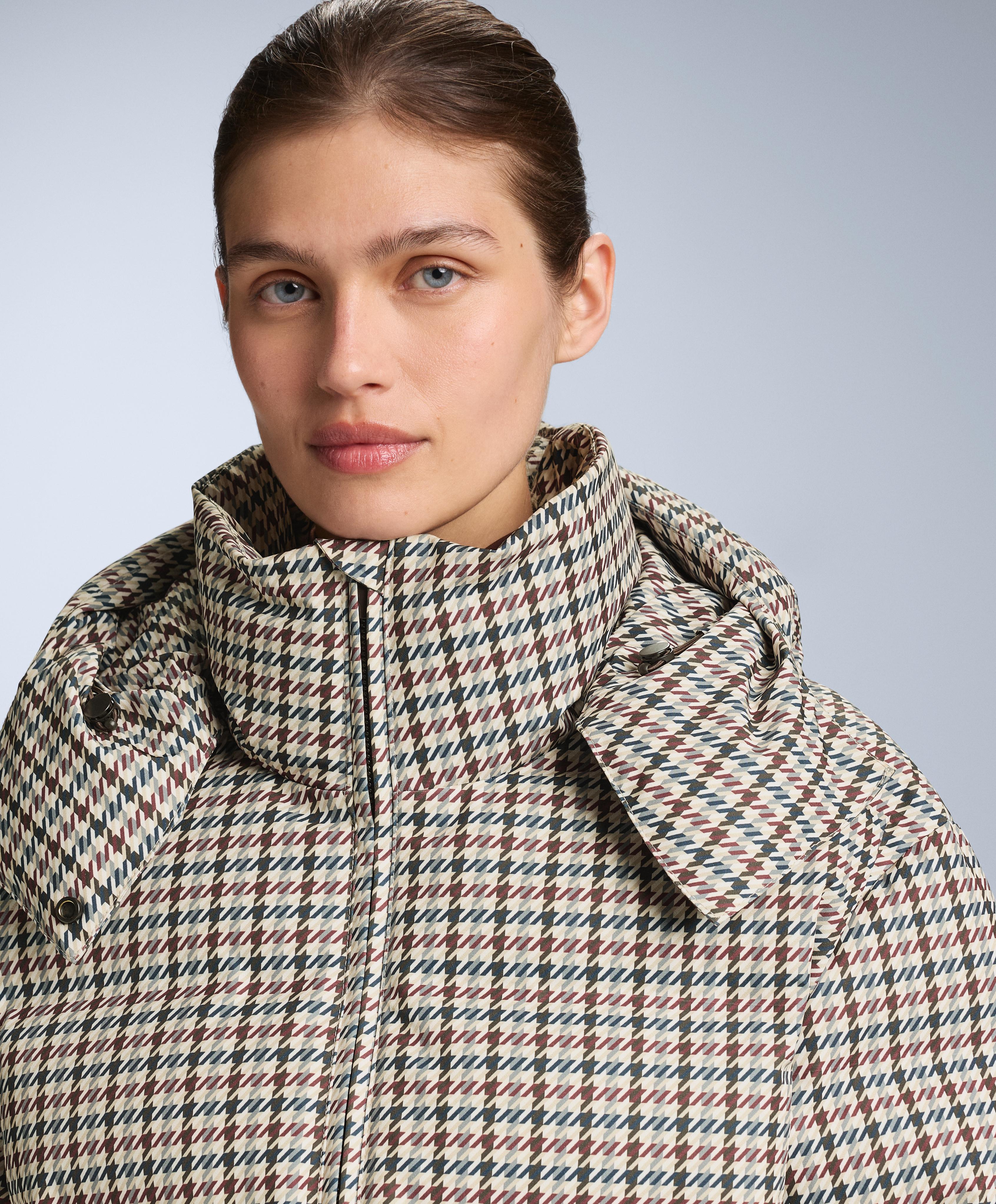 Printed padded jacket 80% down and 20% feather MINARDI PIUME SKI 10k — PALE MINK