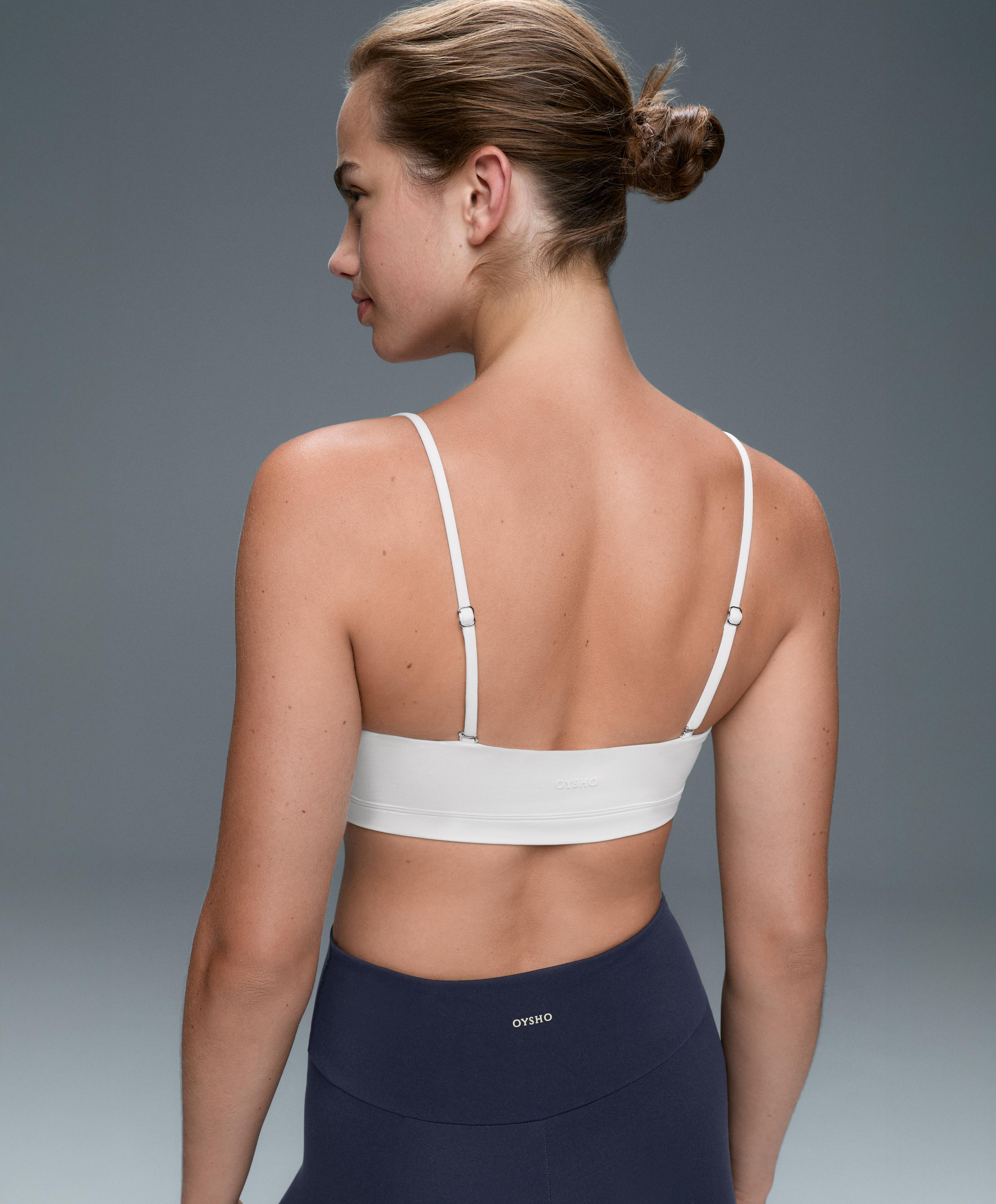 Low-support Comfortlux sports bra with crossover straps — WHITE
