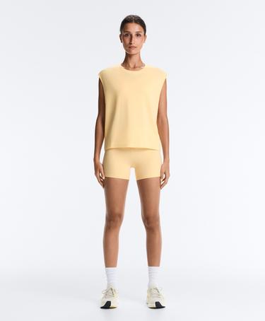 Cotton blend sleeveless T-shirt — PALE YELLOW 2