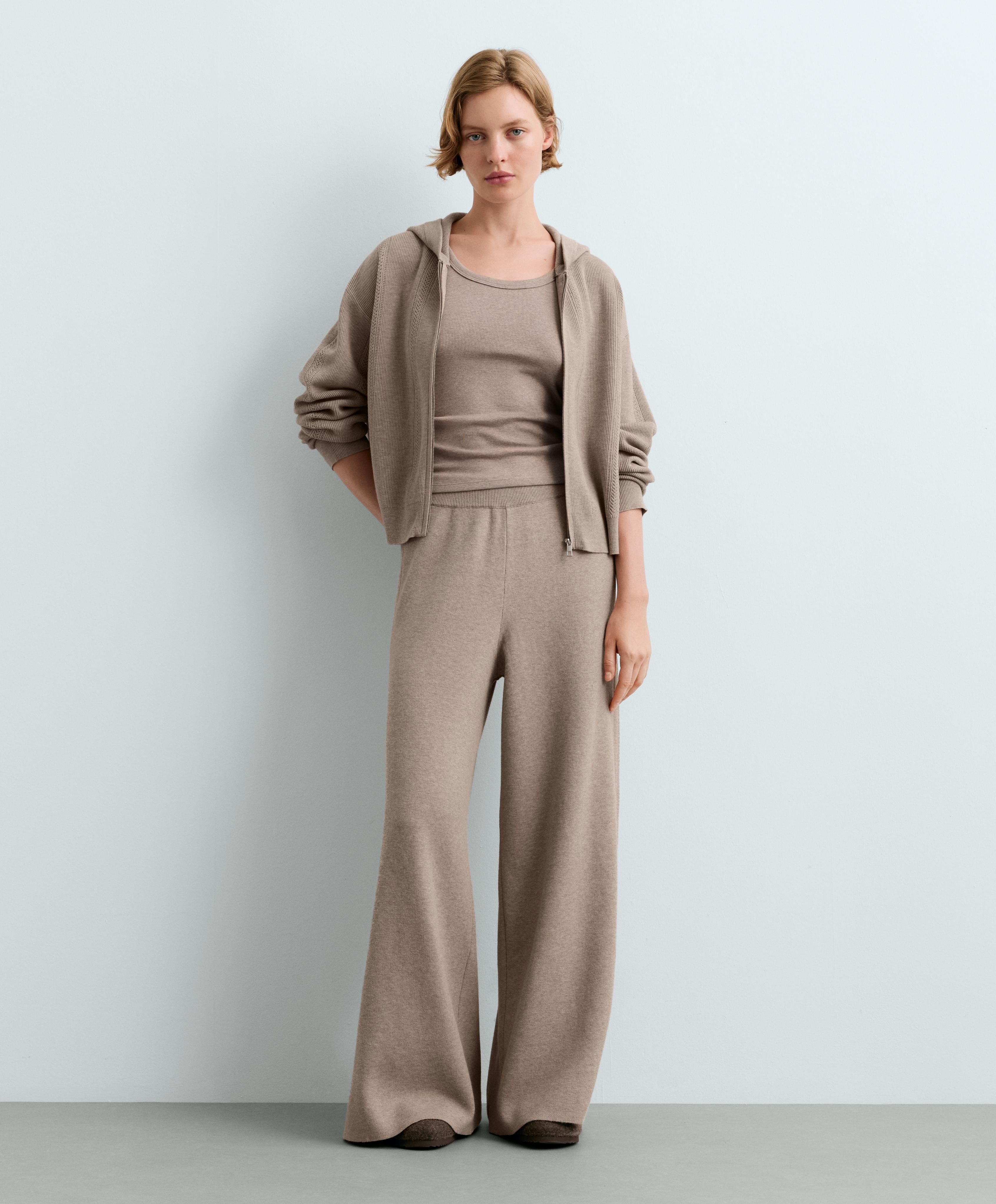 Open-knit hooded jacket — SOFT MINK