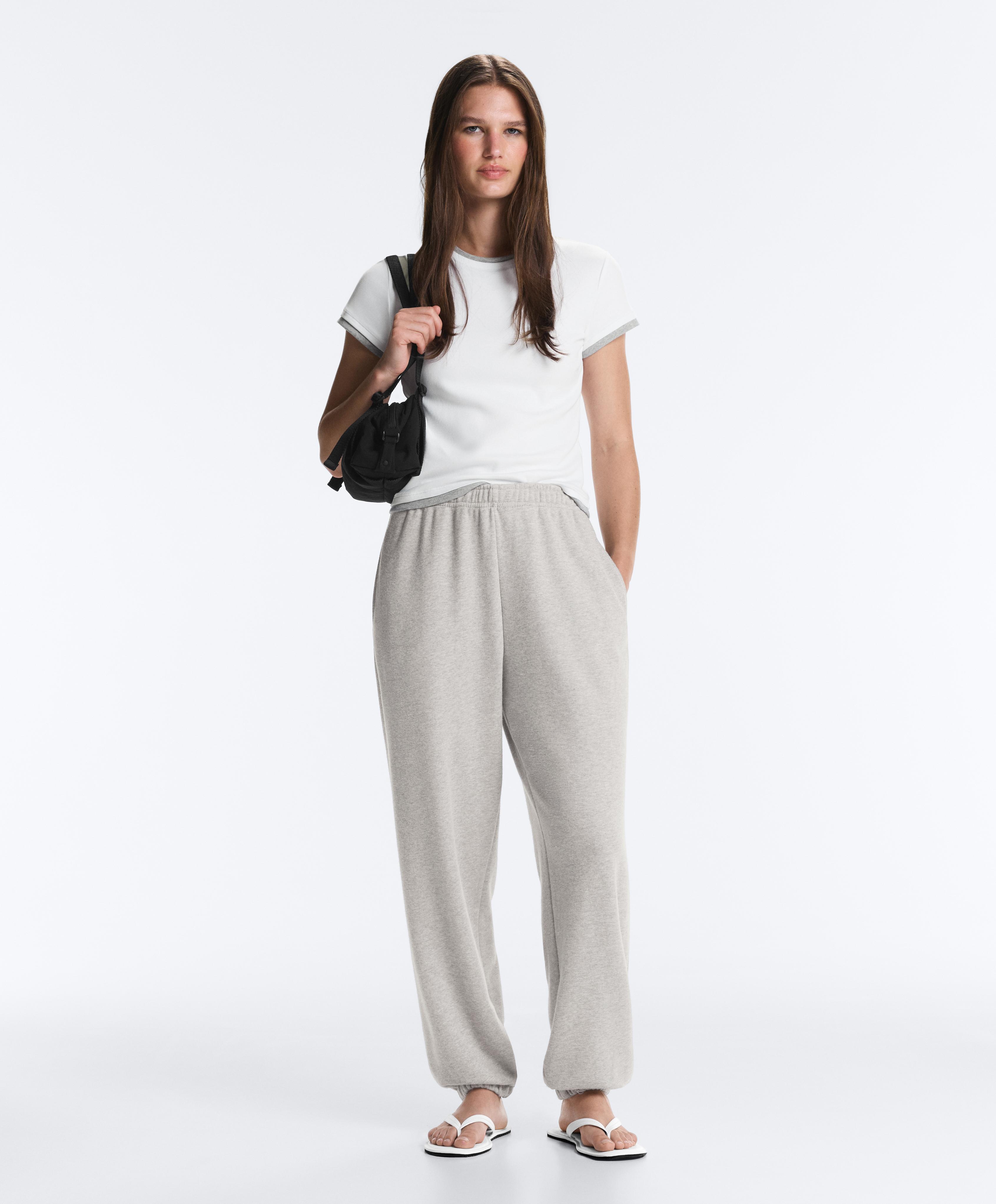 Marl fleece joggers — MID-GREY MELANGE