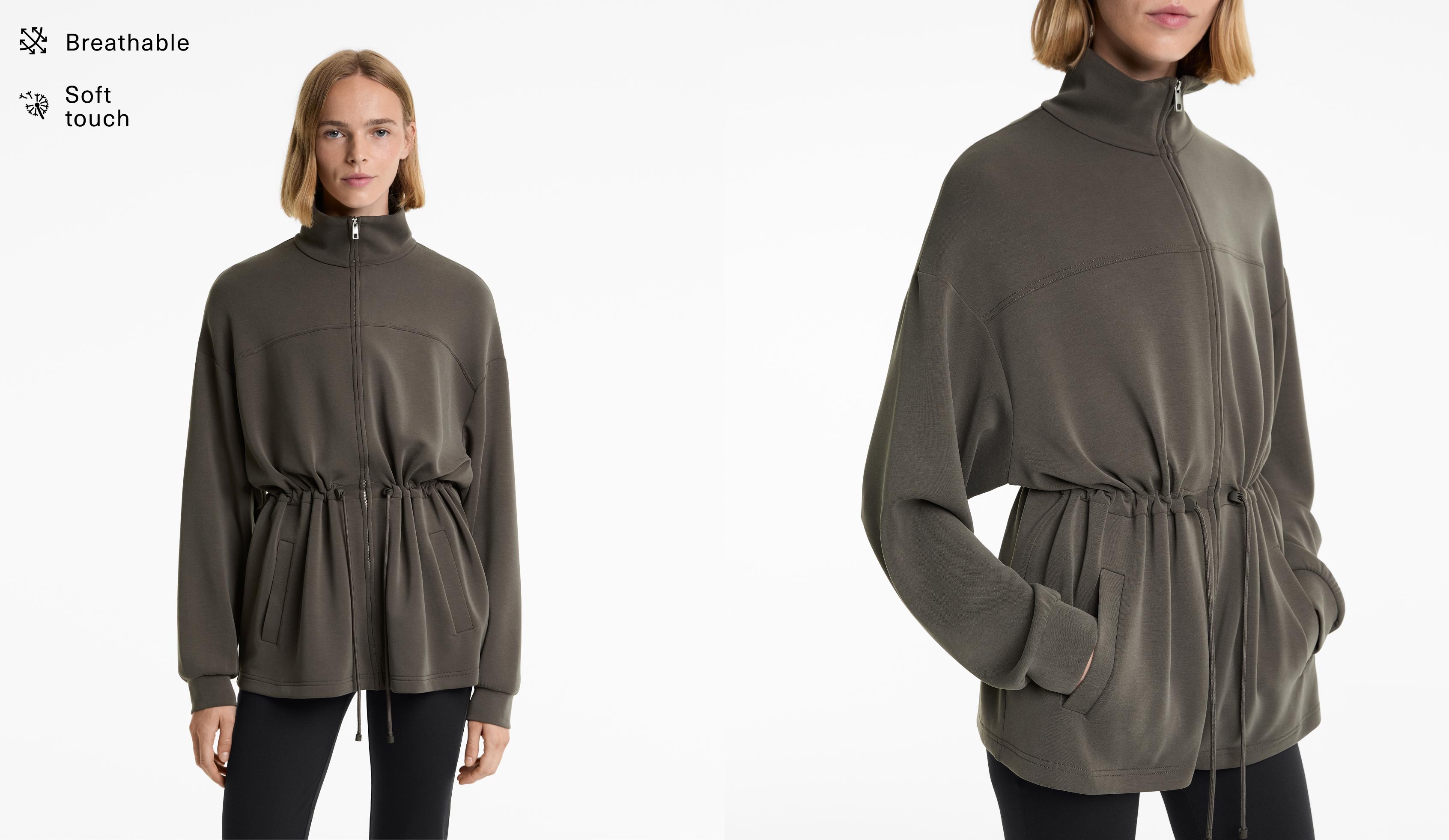 Long jacket with soft-touch modal and pockets
