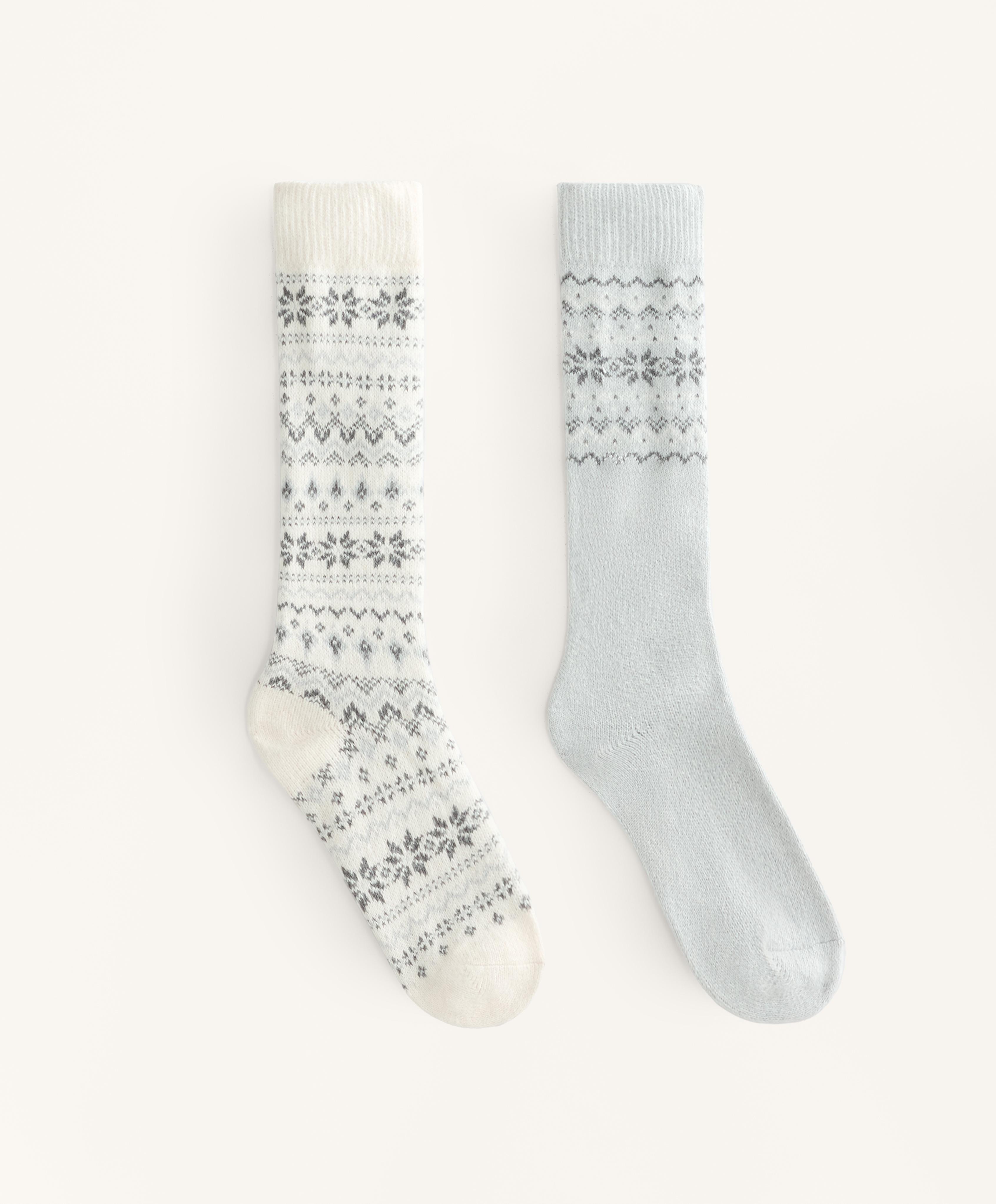 2 pairs of long jacquard socks