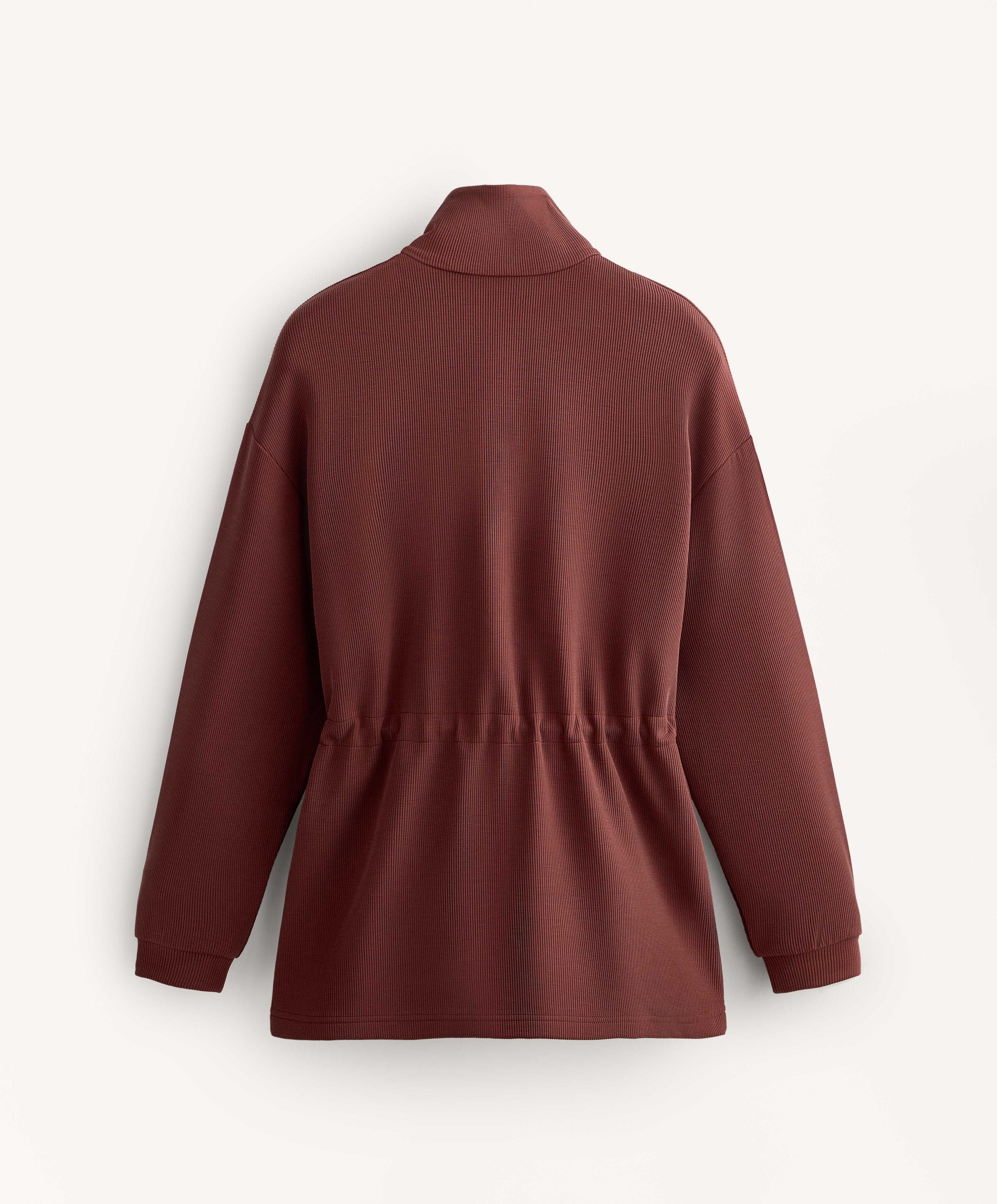 Long jacket with adjustable waist — MAHOGANY
