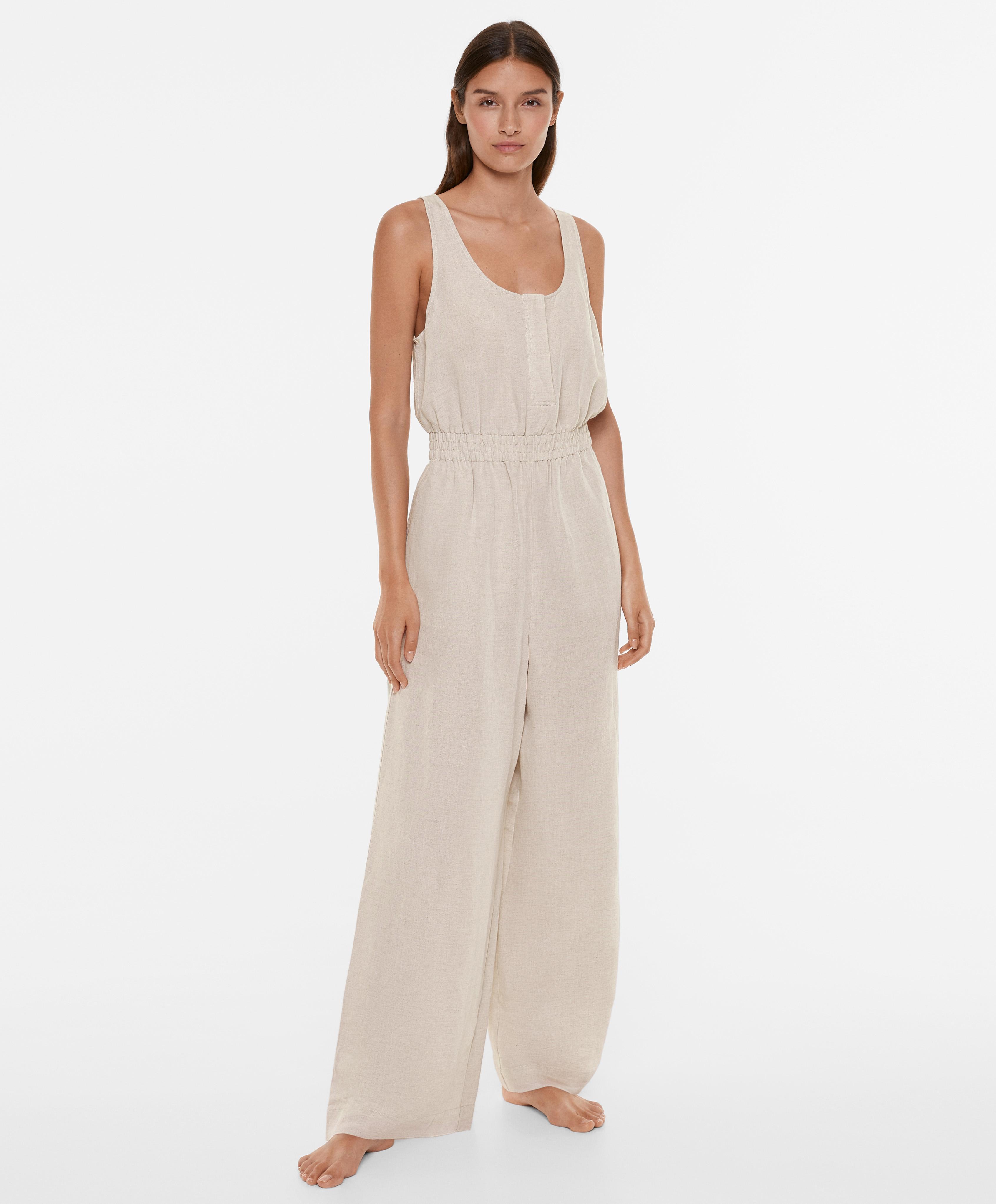 Linen blend long jumpsuit OYSHO United States