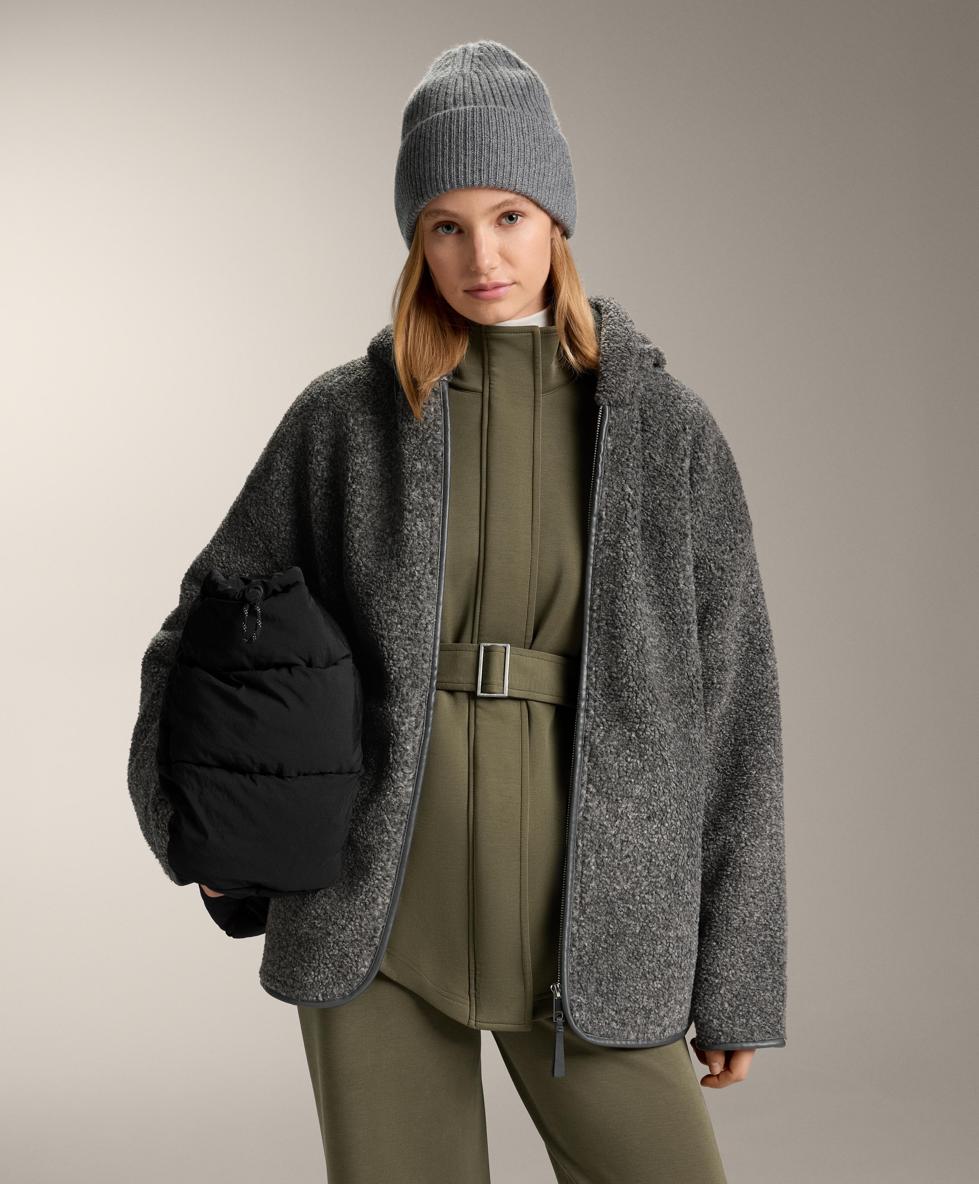 Lange Jacke mit Gürtel und Modalanteil brushed Lange Jacke mit Gürtel und Modalanteil brushed