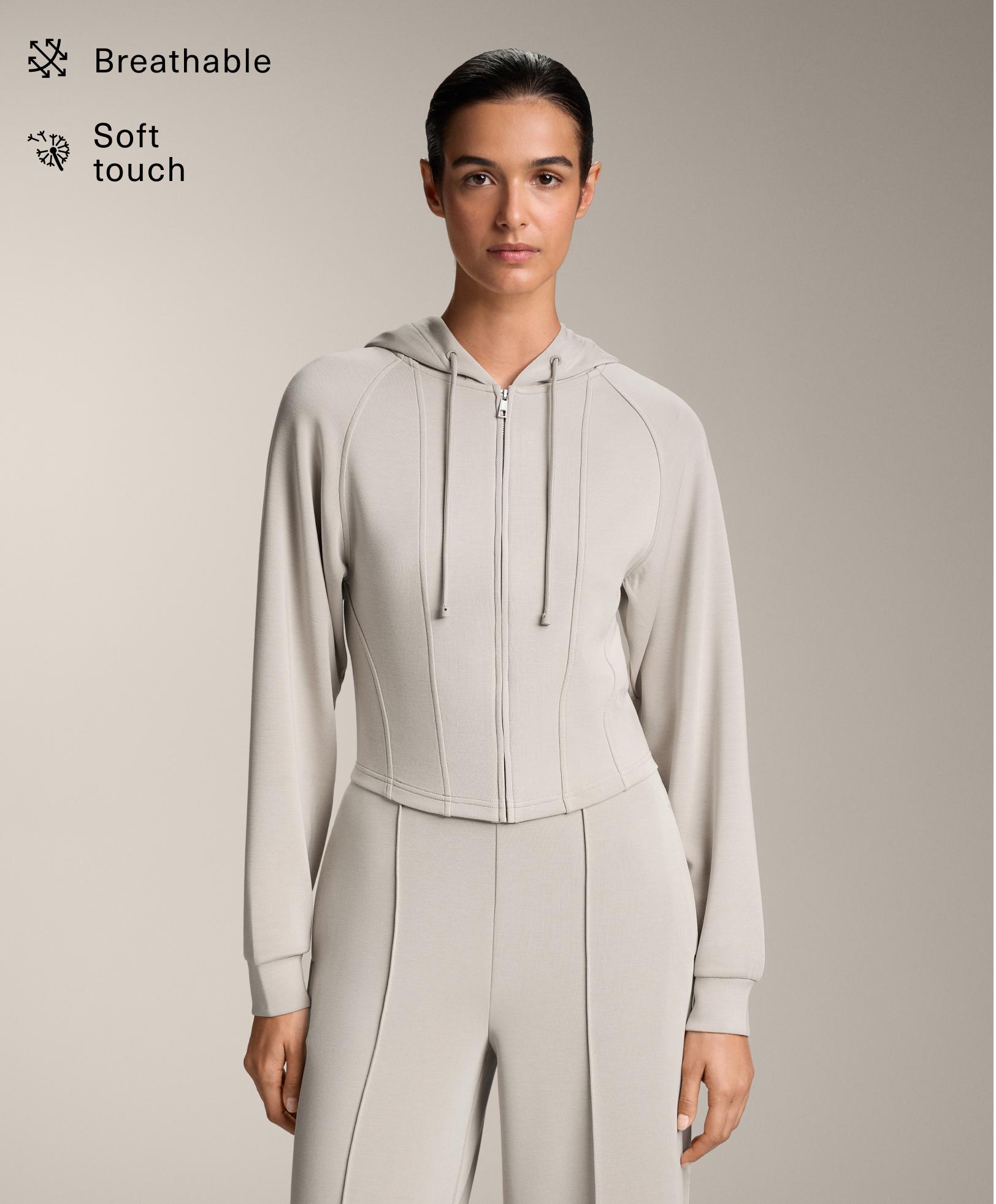 Fitted crop hooded jacket with soft-touch modal Fitted crop hooded jacket with soft-touch modal