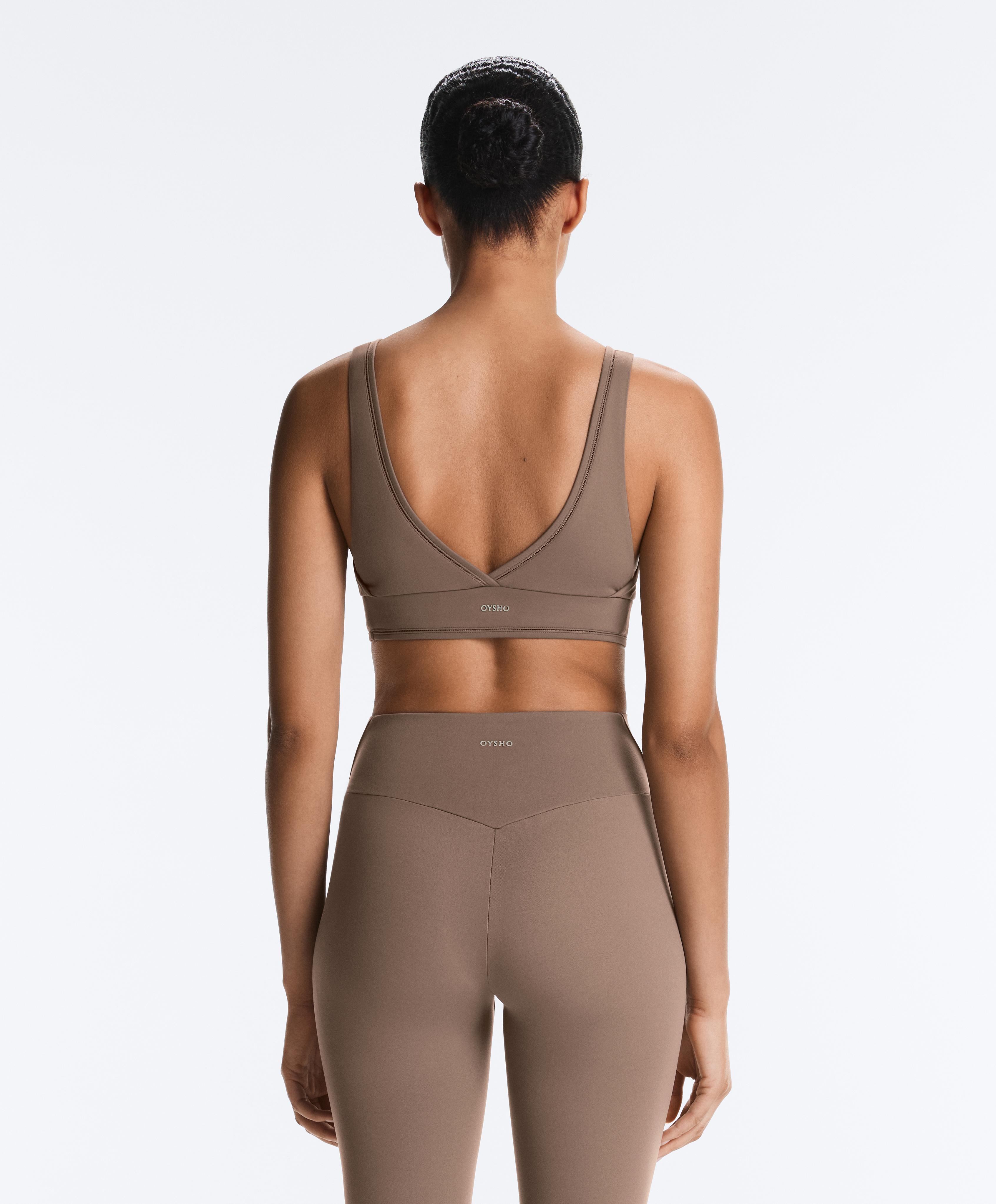 Comfortlux medium-support hemstitch sports bra — MINK